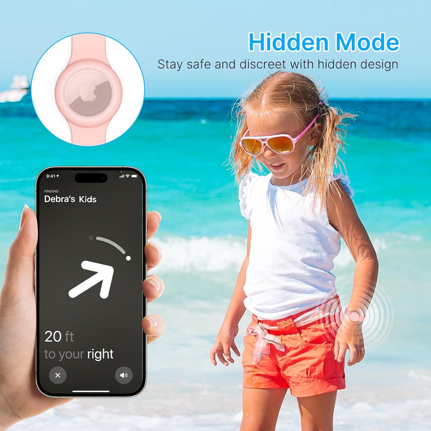 Pulsera de Silicona Impermeable para AirTag Motande - Gris/Rosa