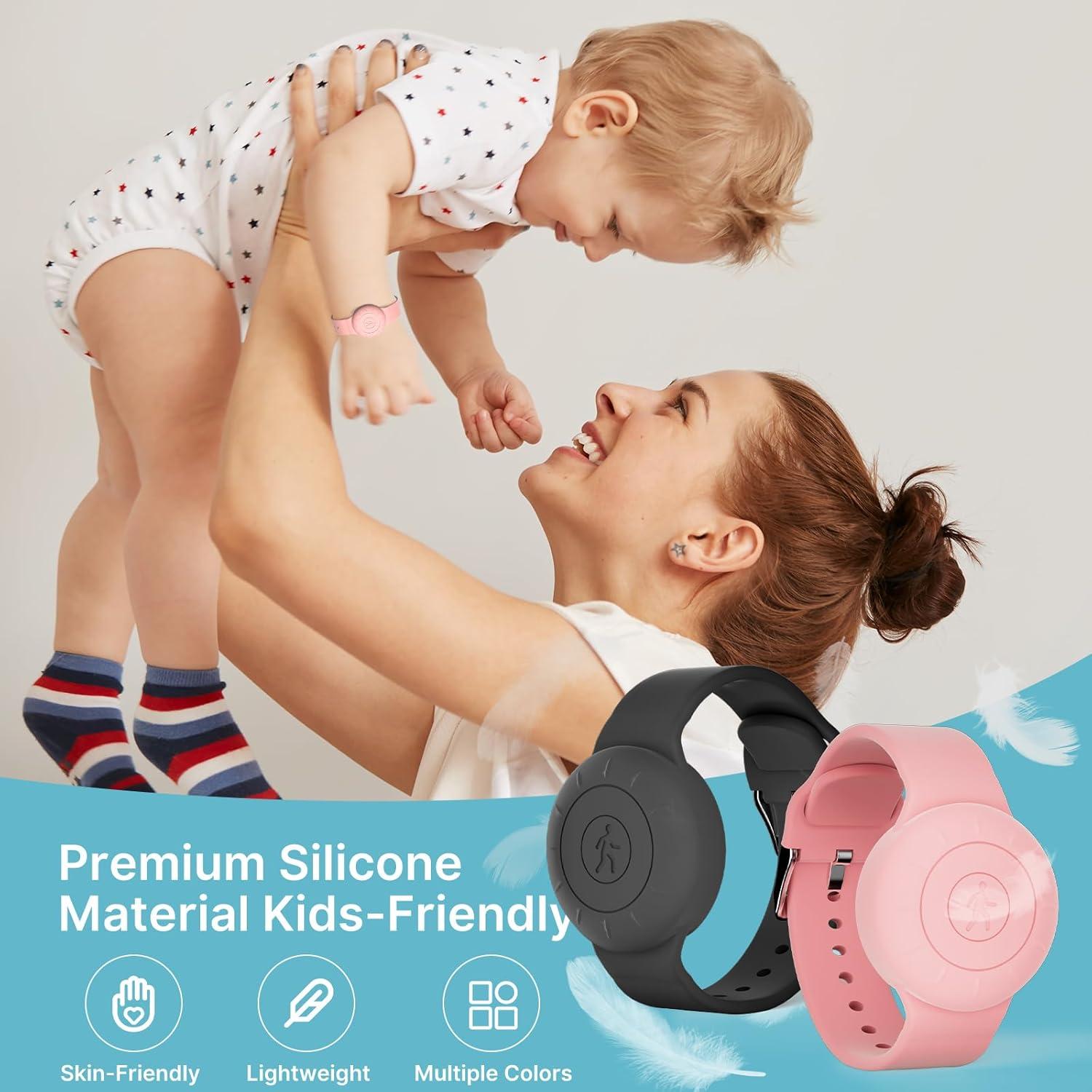 Pulsera de Silicona Impermeable para AirTag Motande - Gris/Rosa