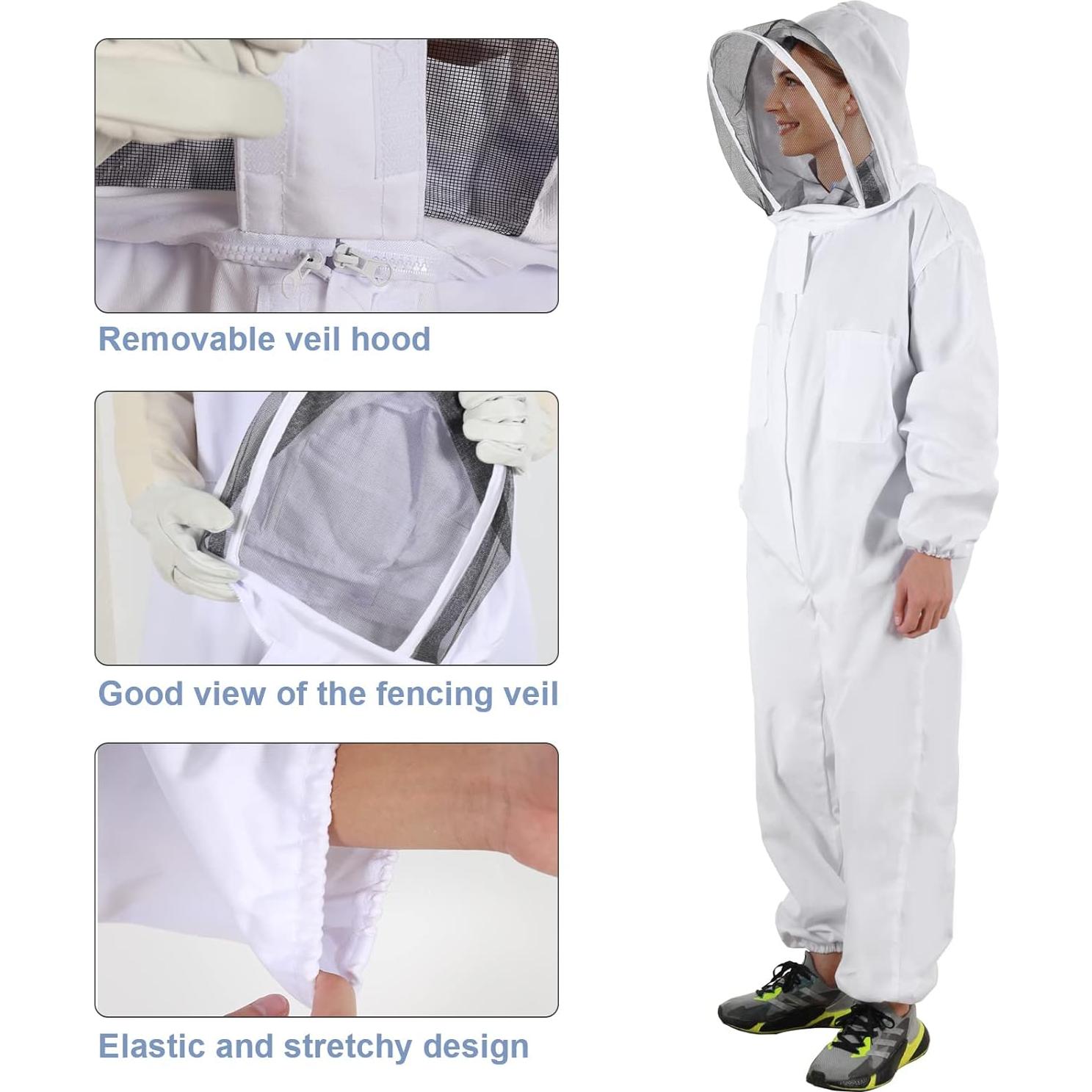 Traje de Apicultor ISIVBPEP con Guantes y Capucha Grande