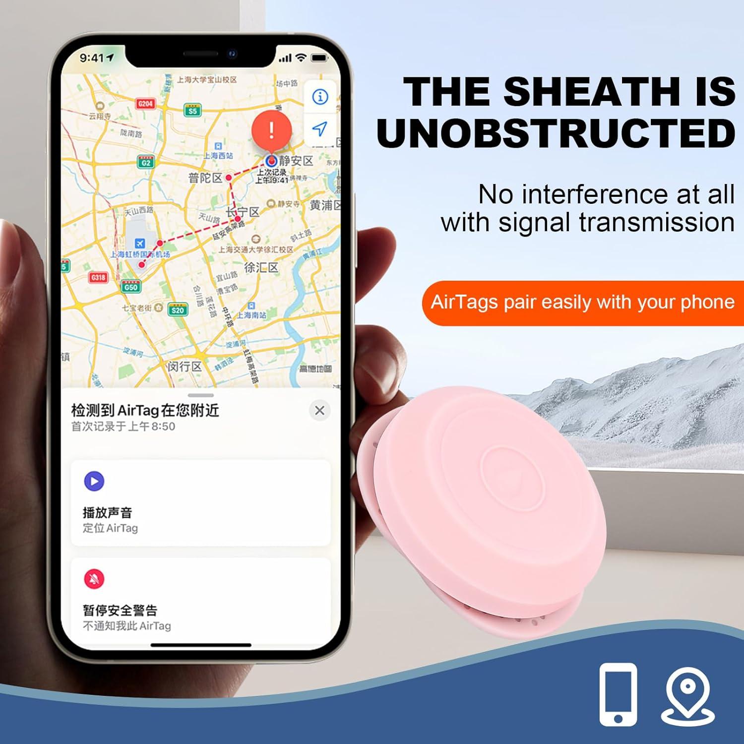 Funda Protectora Silicona para AirTag - 4 Pcs Rosa y Púrpura