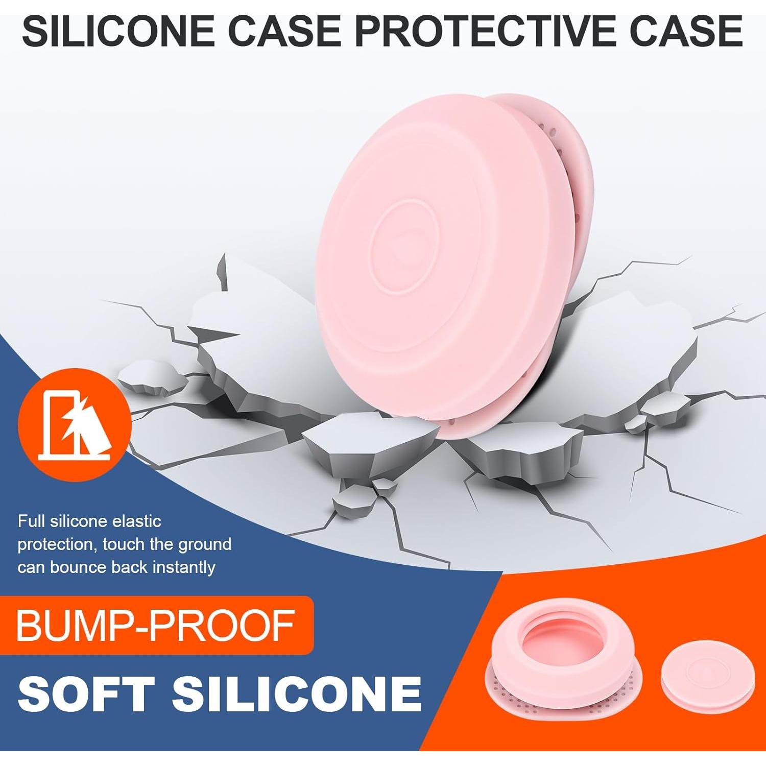 Funda Protectora Silicona para AirTag - 4 Pcs Rosa y Púrpura