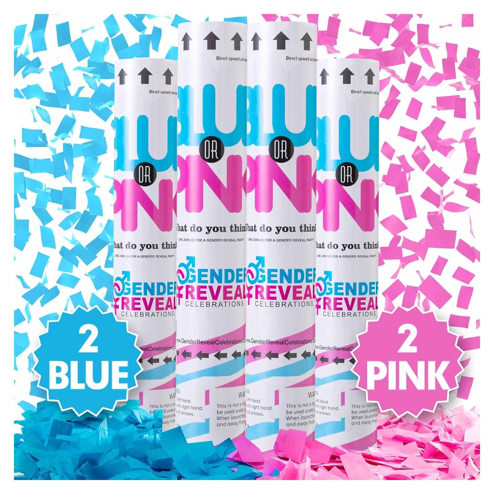 Cañón de Confeti Tamsan Revelación de Género 4 Piezas