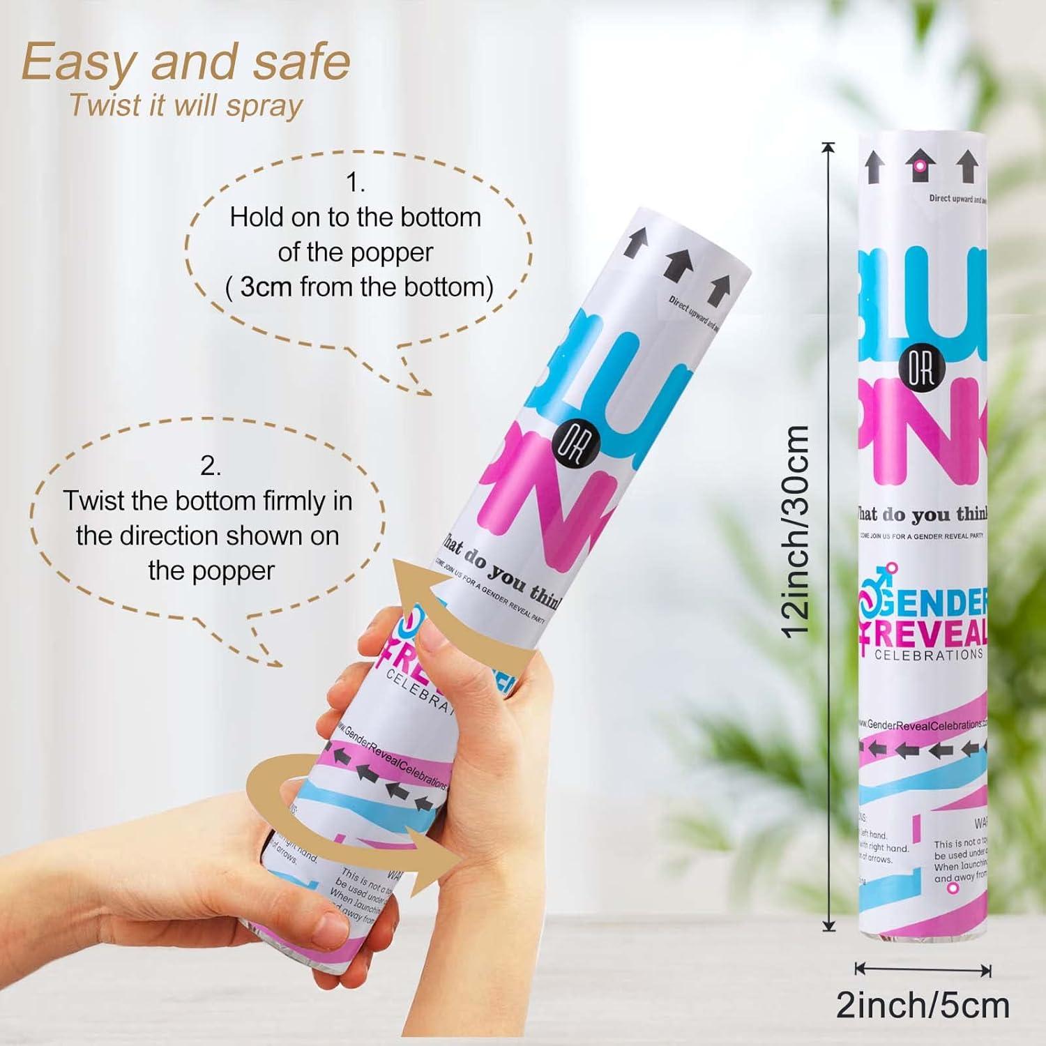 Cañón de Confeti Tamsan Revelación de Género 4 Piezas