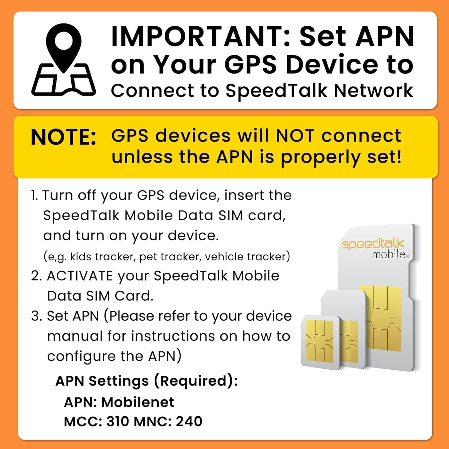 Tarjeta SIM SpeedTalk Mobile 4G LTE para GPS de Mascotas