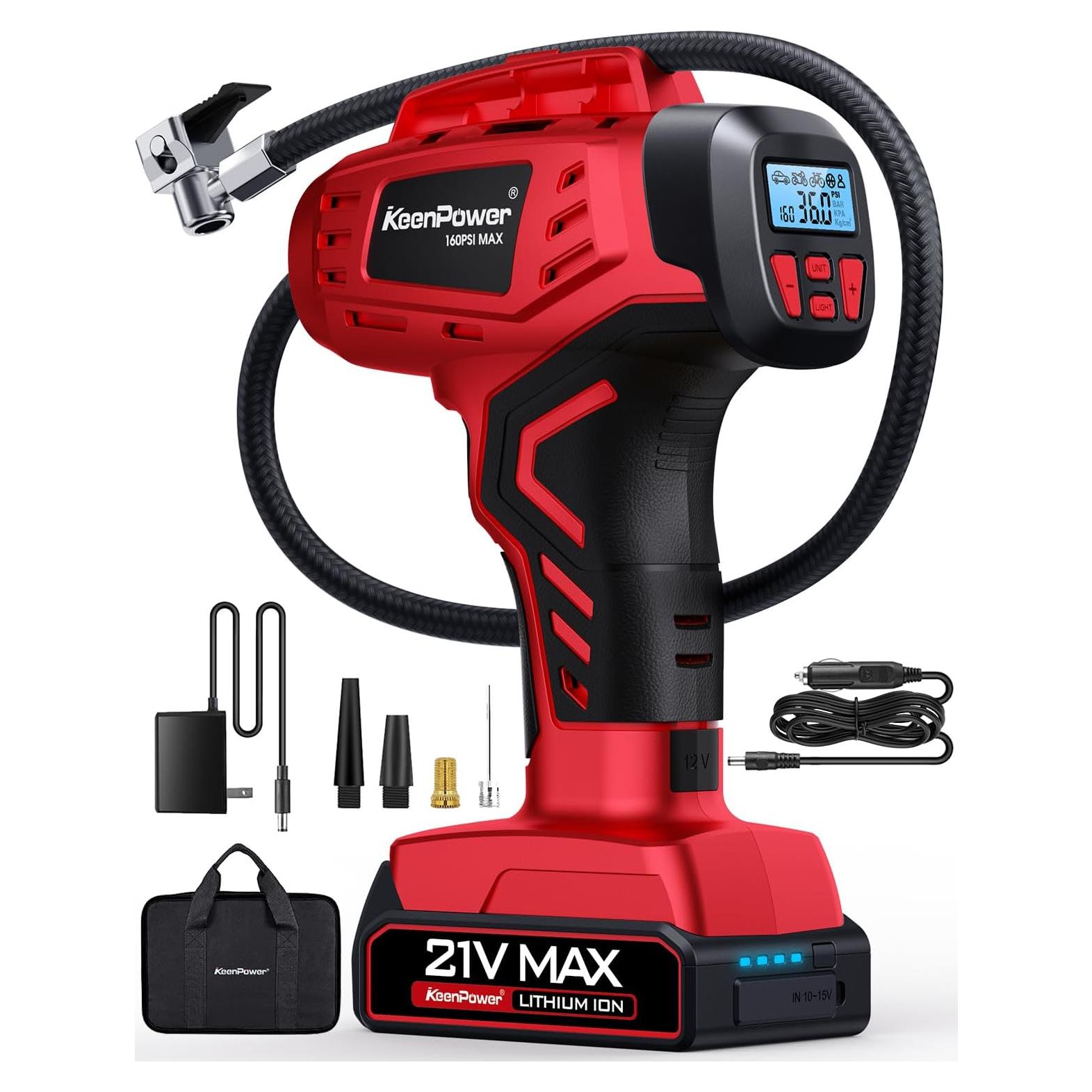 Inflador de Neumáticos KeenPower C219 21V Inalámbrico 160 PSI