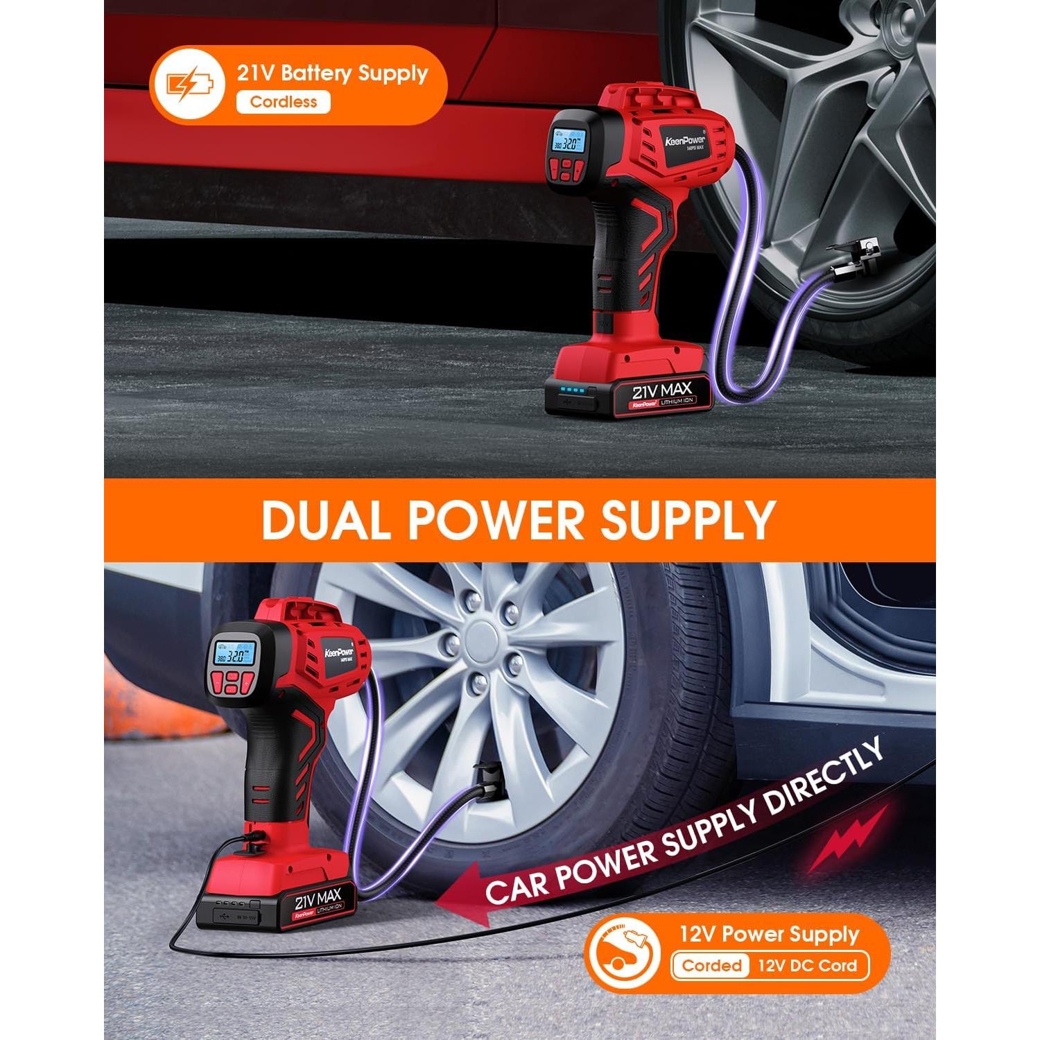 Inflador de Neumáticos KeenPower C219 21V Inalámbrico 160 PSI