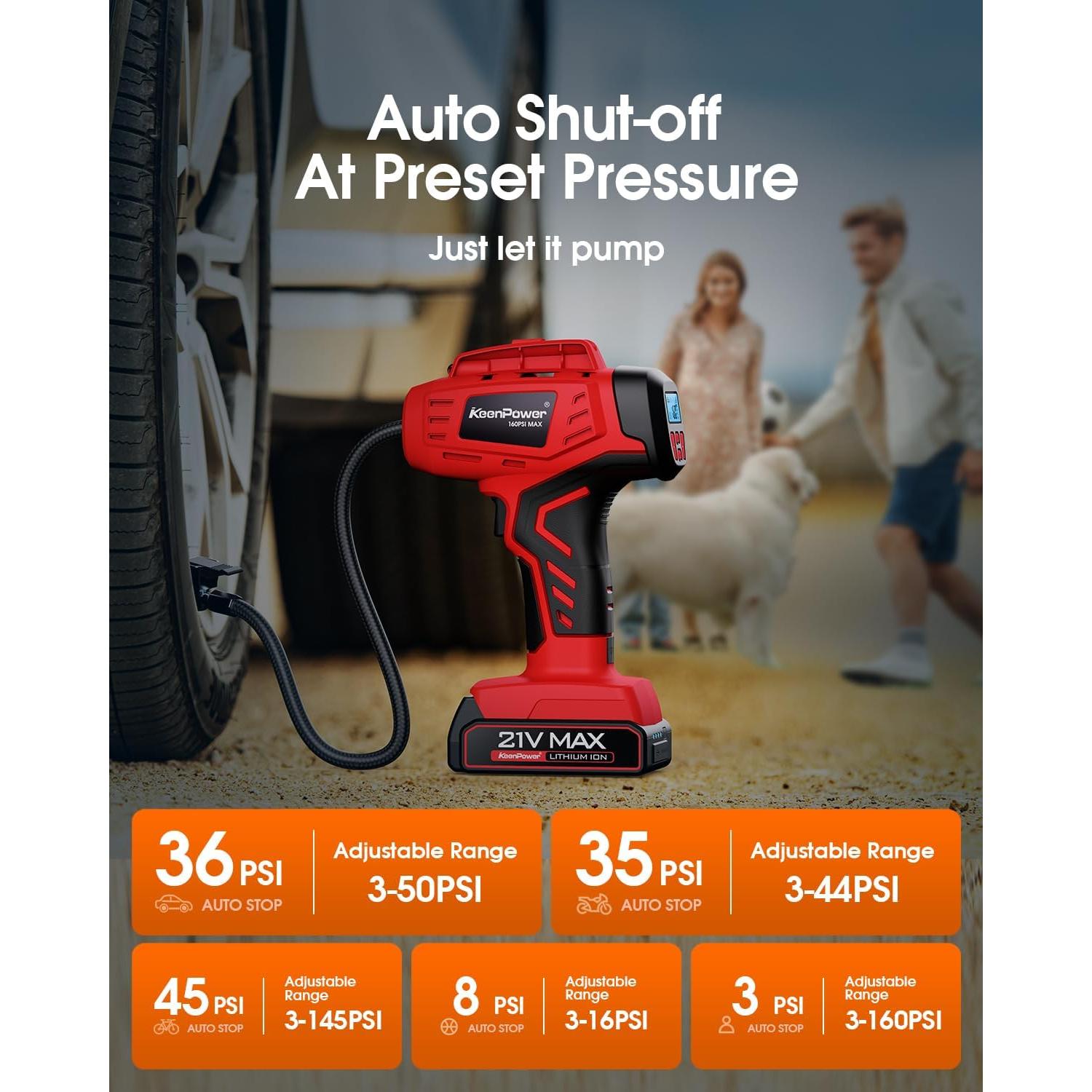 Inflador de Neumáticos KeenPower C219 21V Inalámbrico 160 PSI