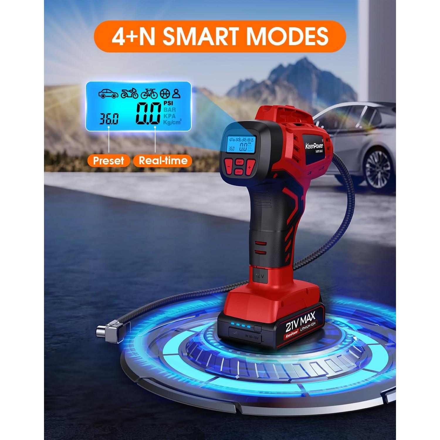 Inflador de Neumáticos KeenPower C219 21V Inalámbrico 160 PSI