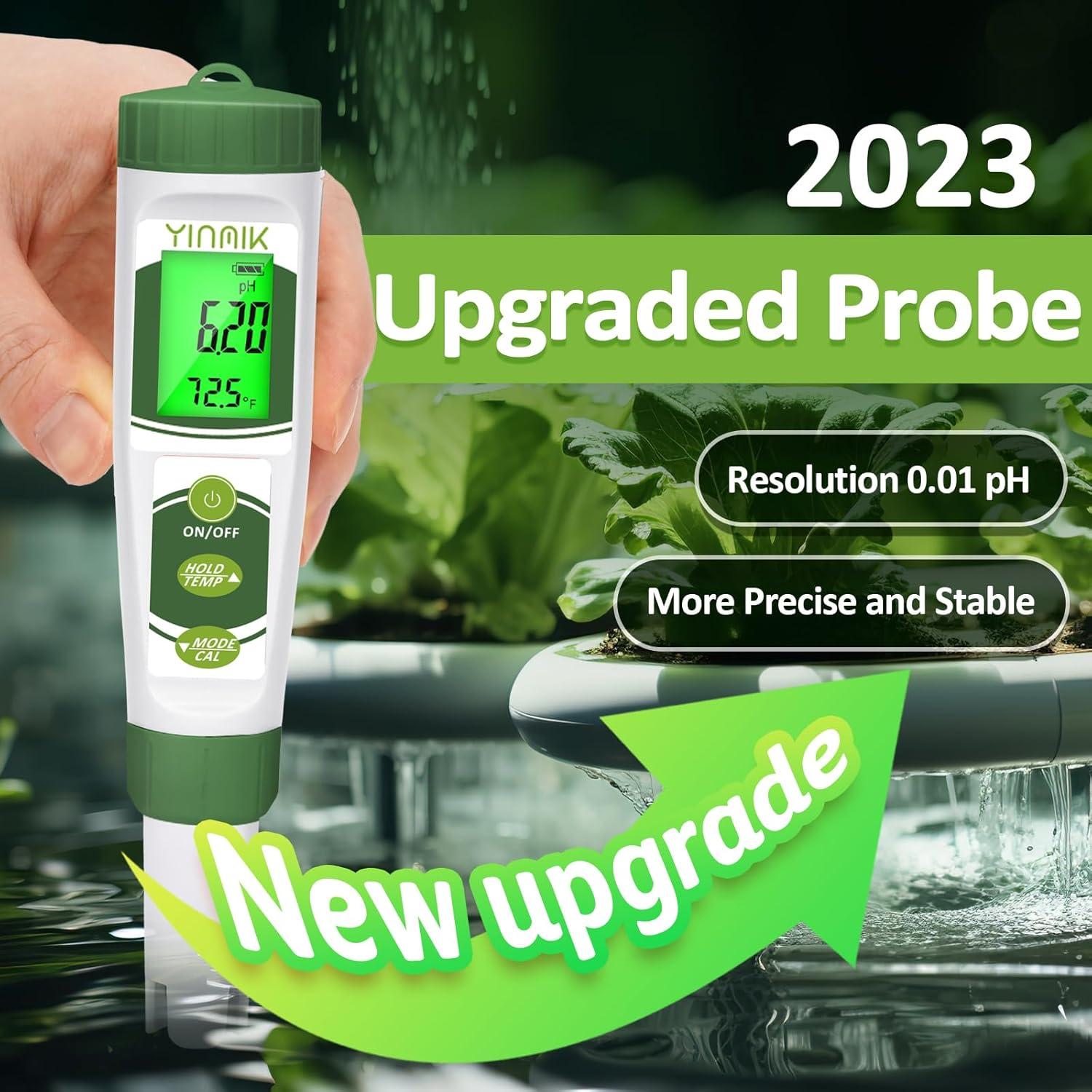 YINMIK Medidor de pH y EC 4 en 1 para Hidroponía