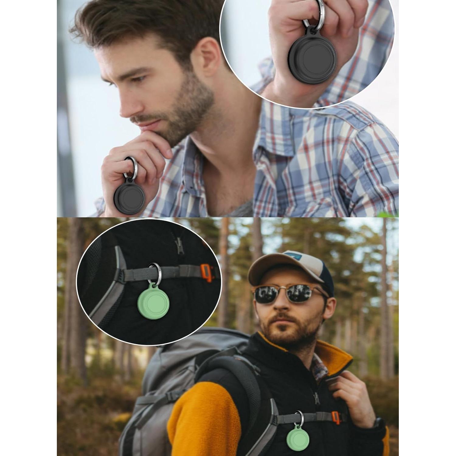 Funda de Silicona UYRUREL para Tracker Air Tag - Negro y Verde