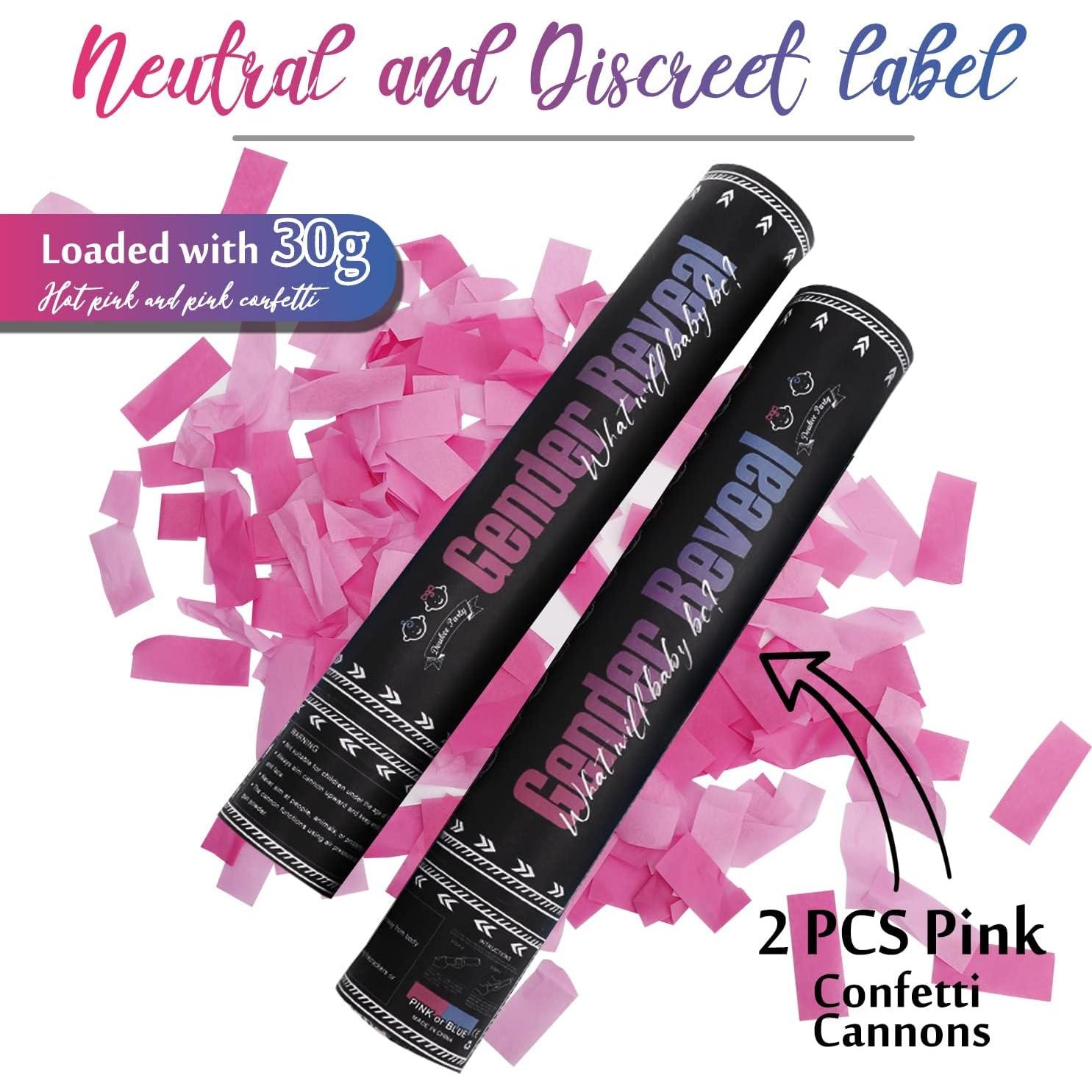 Cañón de Confeti Rosa DOUKEE 30g Biodegradable 2 Set