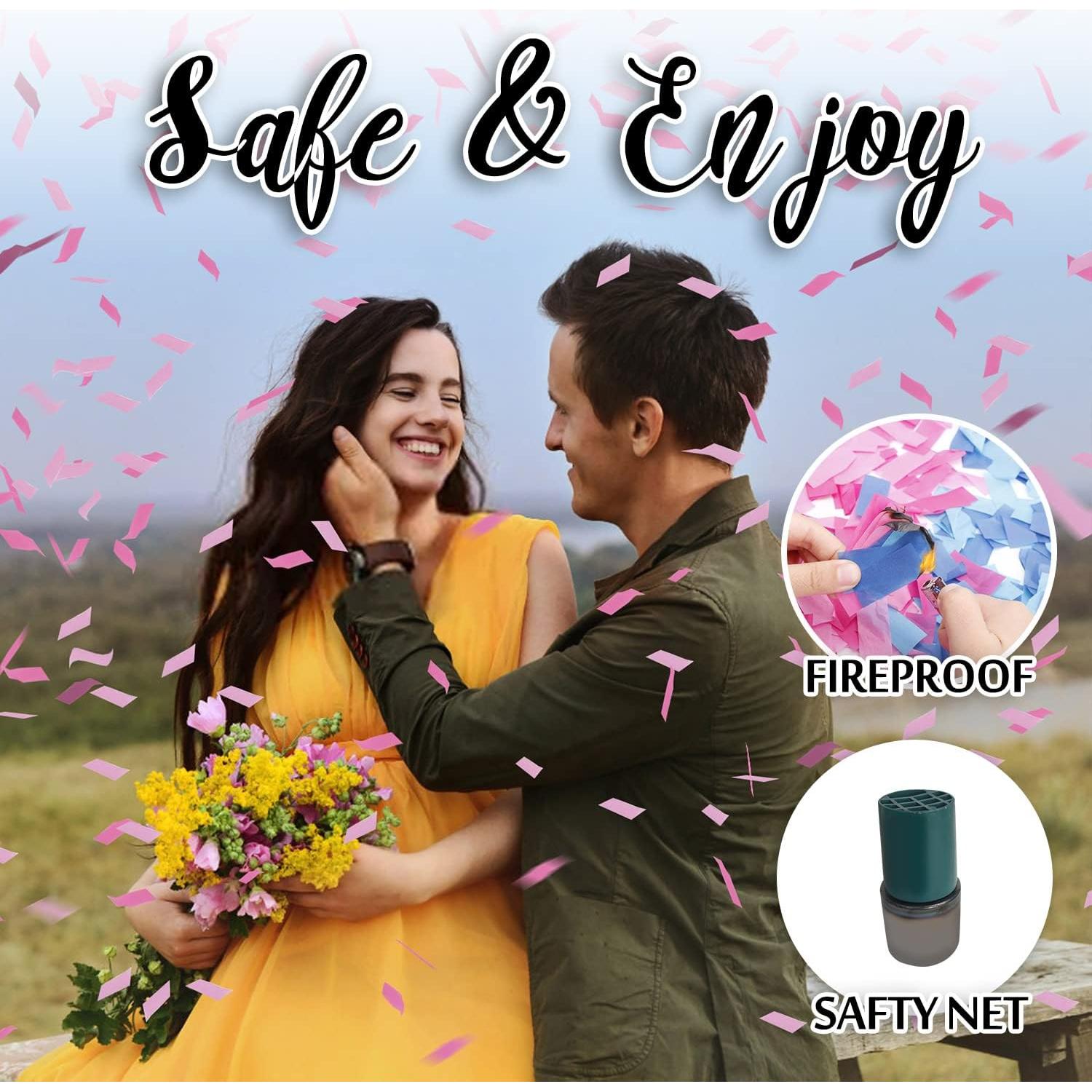 Cañón de Confeti Rosa DOUKEE 30g Biodegradable 2 Set