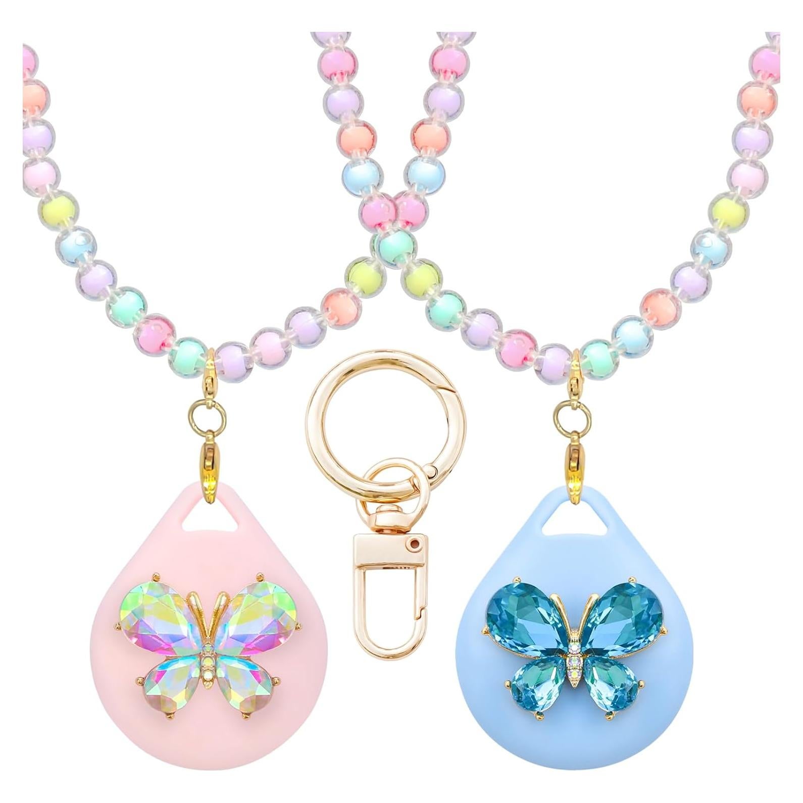 Soportes de Collar para Niñas XEEWEN - 2 Piezas Mariposa Rosa Azul