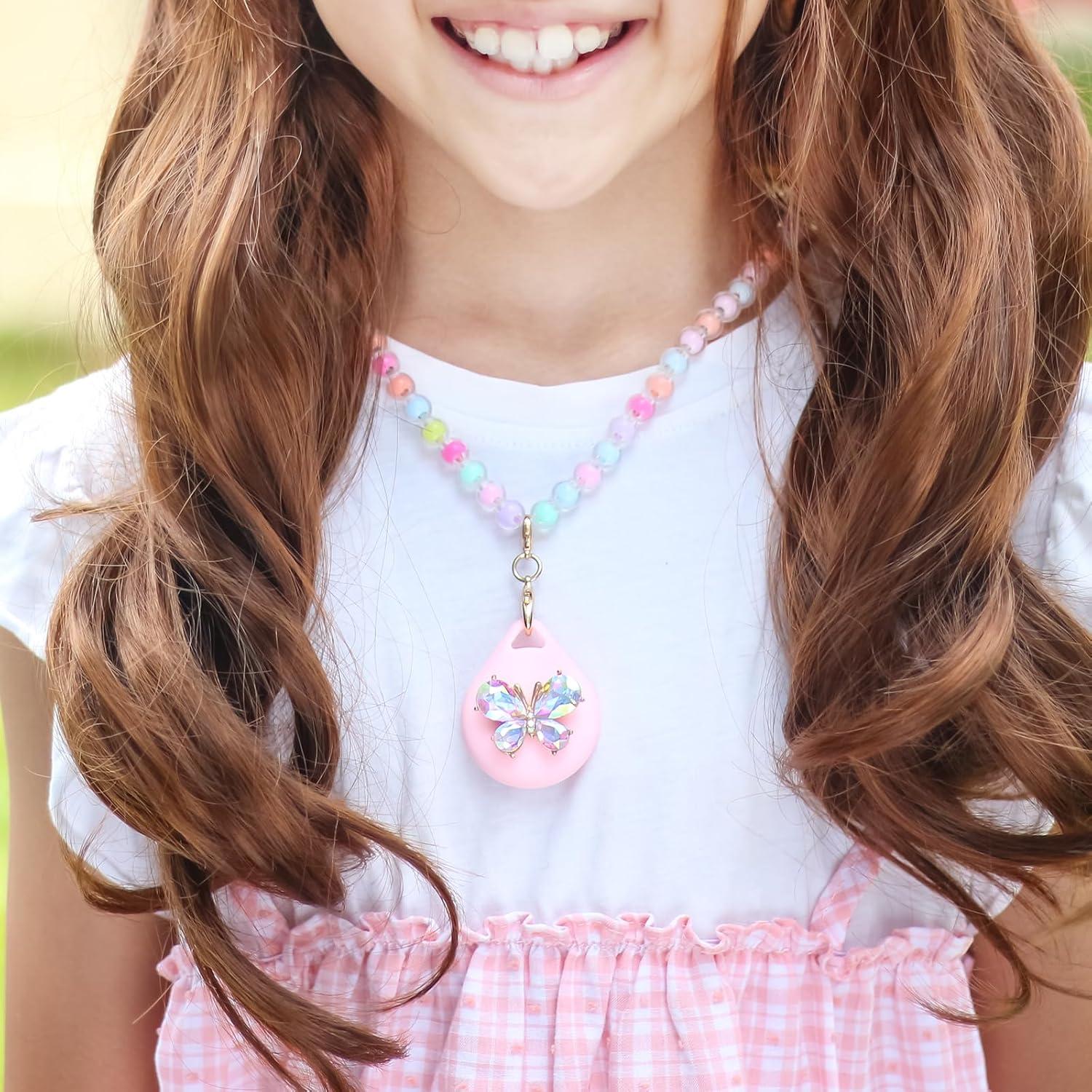 Soportes de Collar para Niñas XEEWEN - 2 Piezas Mariposa Rosa Azul