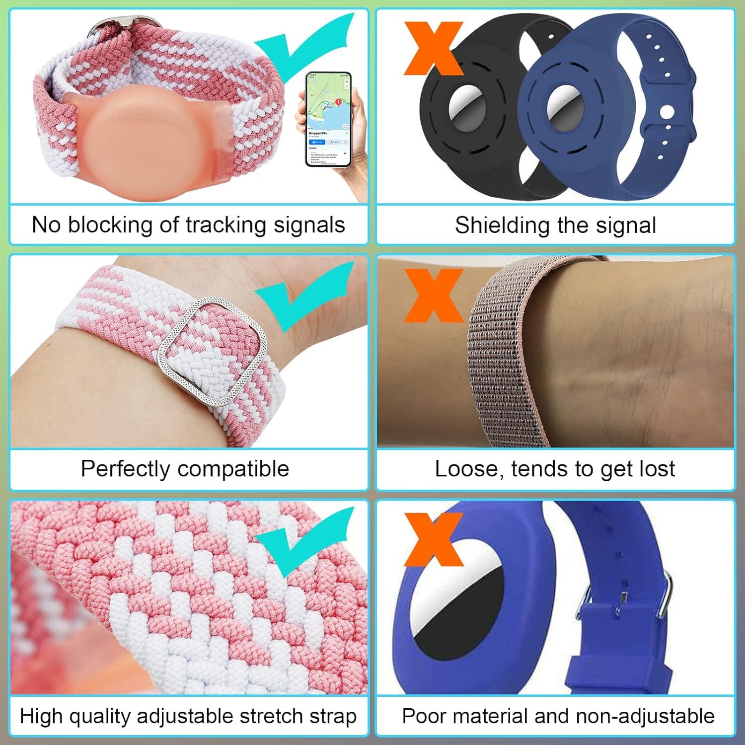 Pulsera Ajustable Yizhet para AirTag - Nylon Suave 37.85-60.45 cm