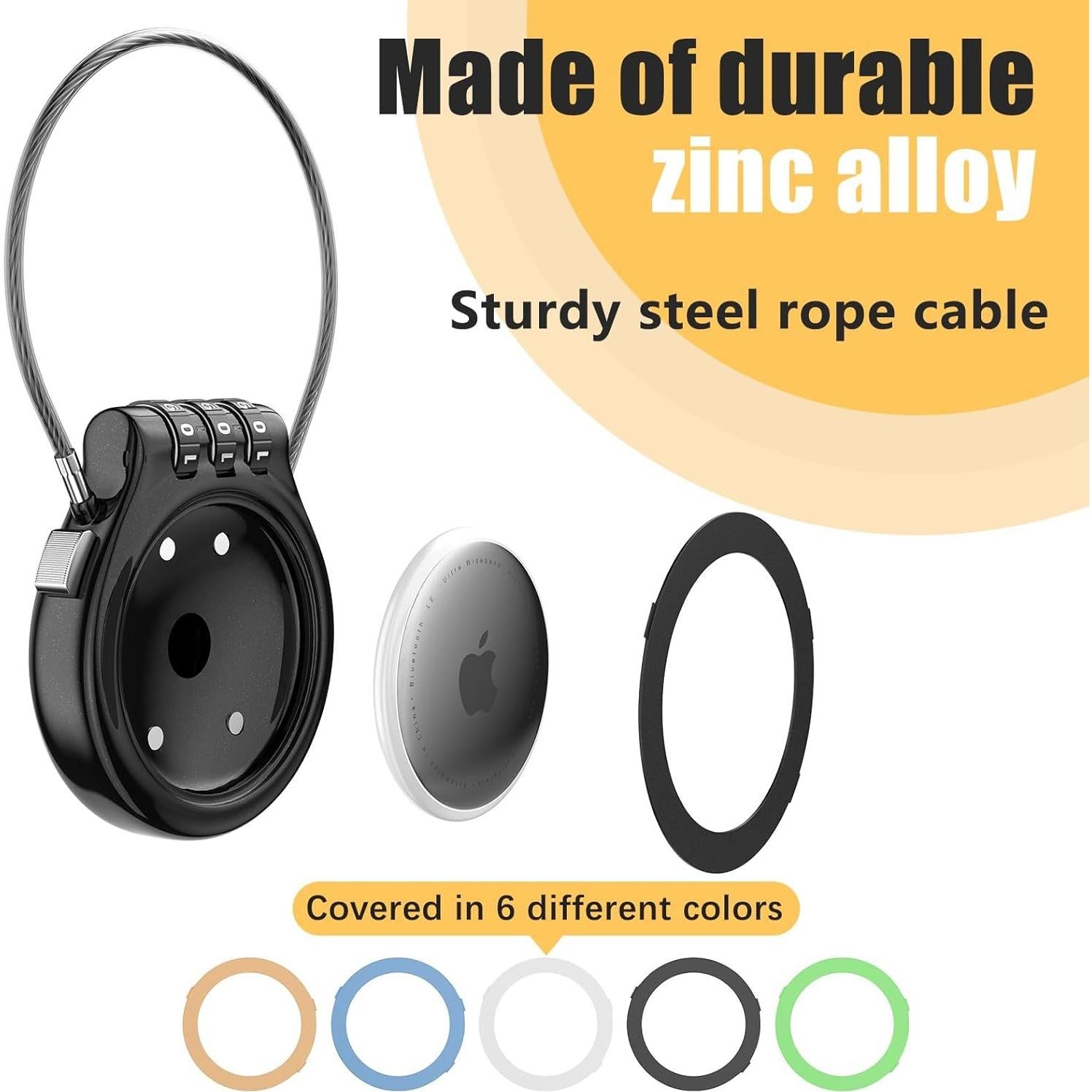 Soporte para AirTag Sucegi con candado de combinación 3 dígitos - Negro