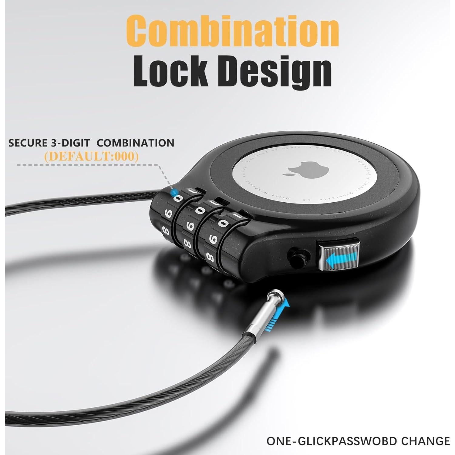 Soporte para AirTag Sucegi con candado de combinación 3 dígitos - Negro