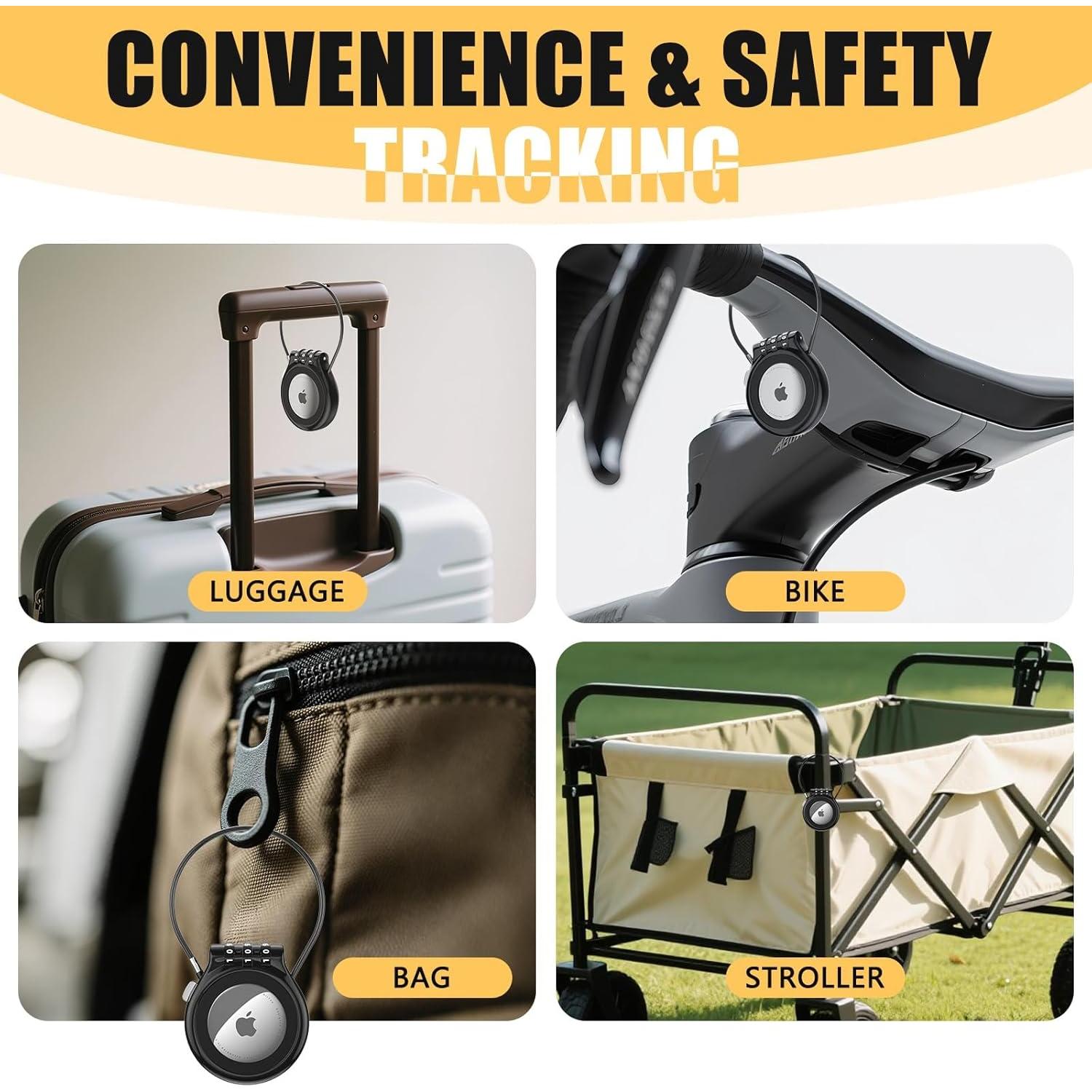 Soporte para AirTag Sucegi con candado de combinación 3 dígitos - Negro