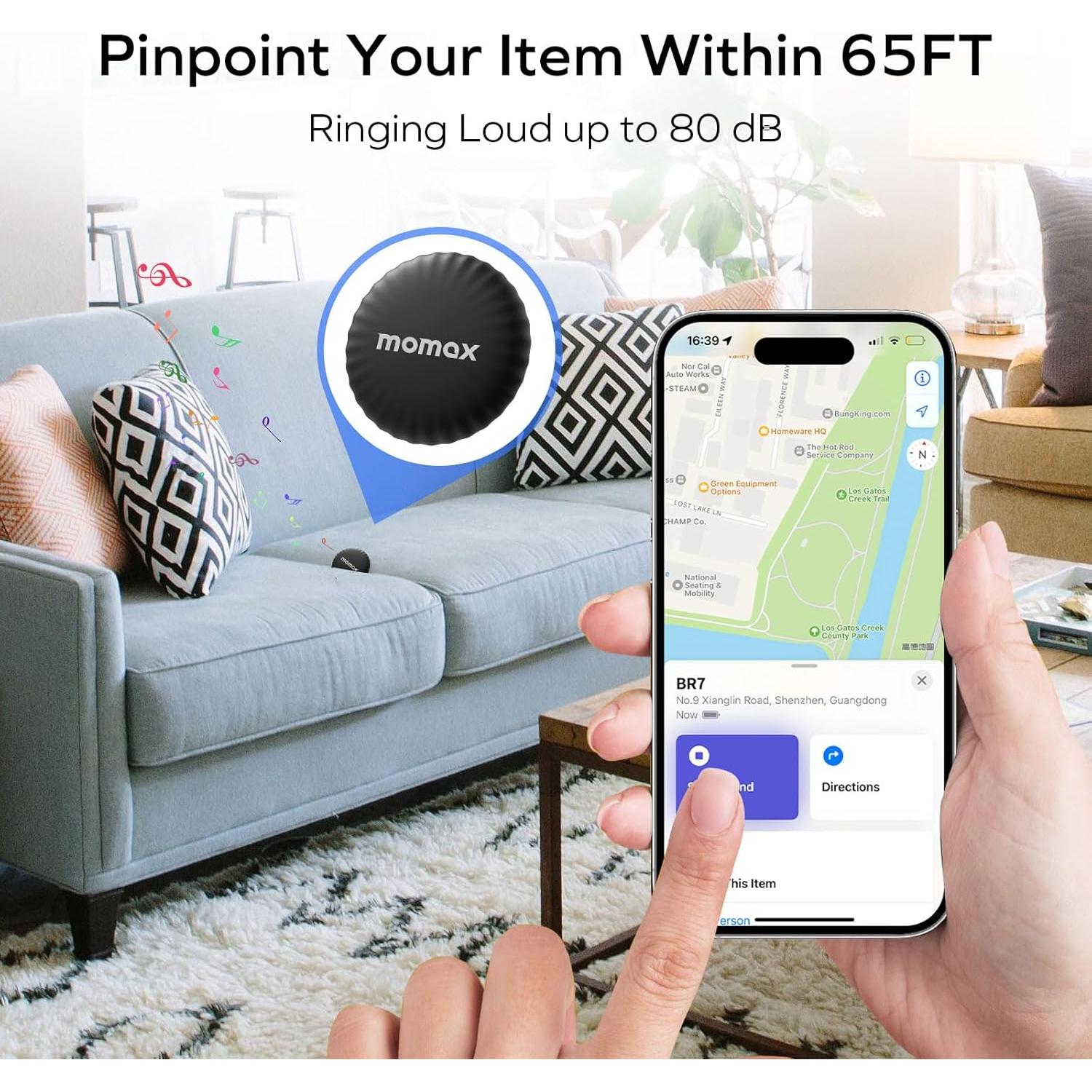 Buscador de Llaves MOMAX BR5 con Apple Find My, Negro