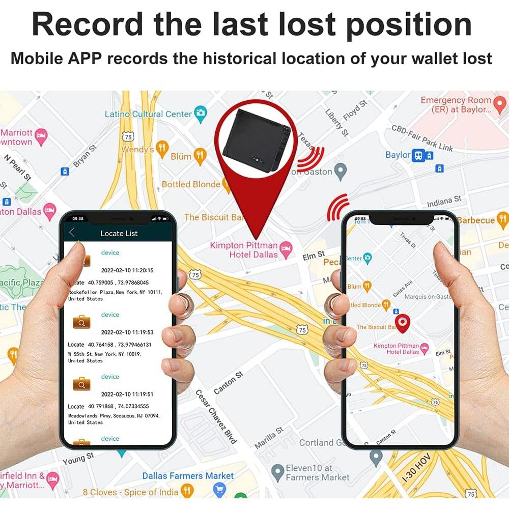 Billetera Bluetooth anti-pérdida cuero Donmia Negro