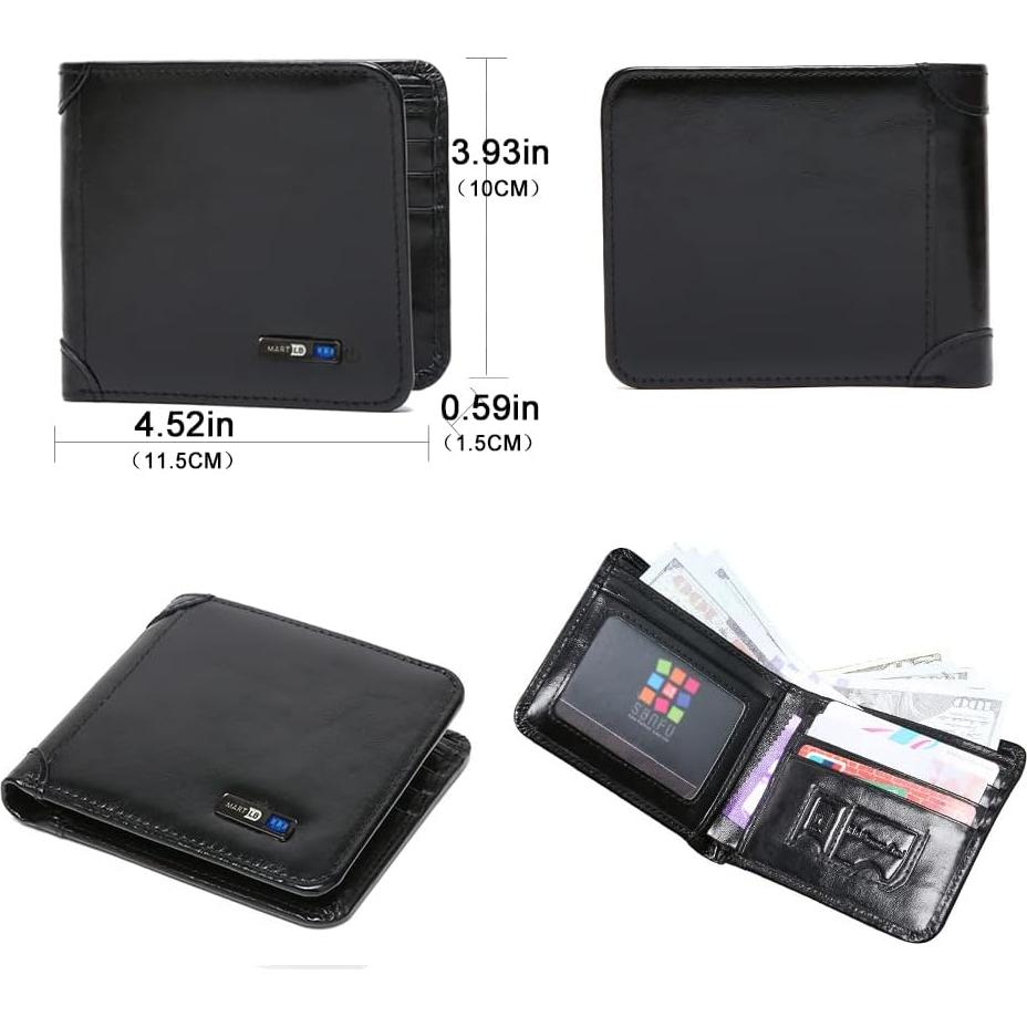 Billetera Bluetooth anti-pérdida cuero Donmia Negro