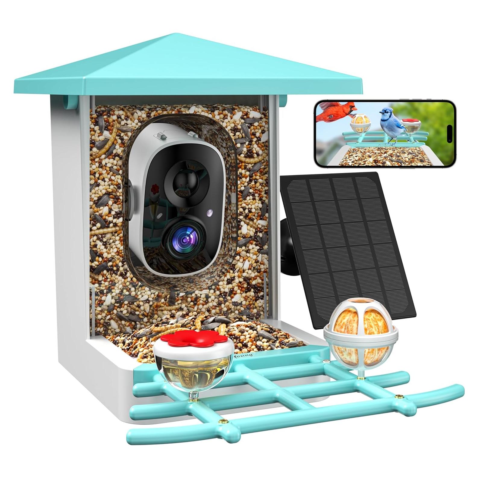 Comedero Inteligente para Aves isYoung G08, 1.25L, Solar