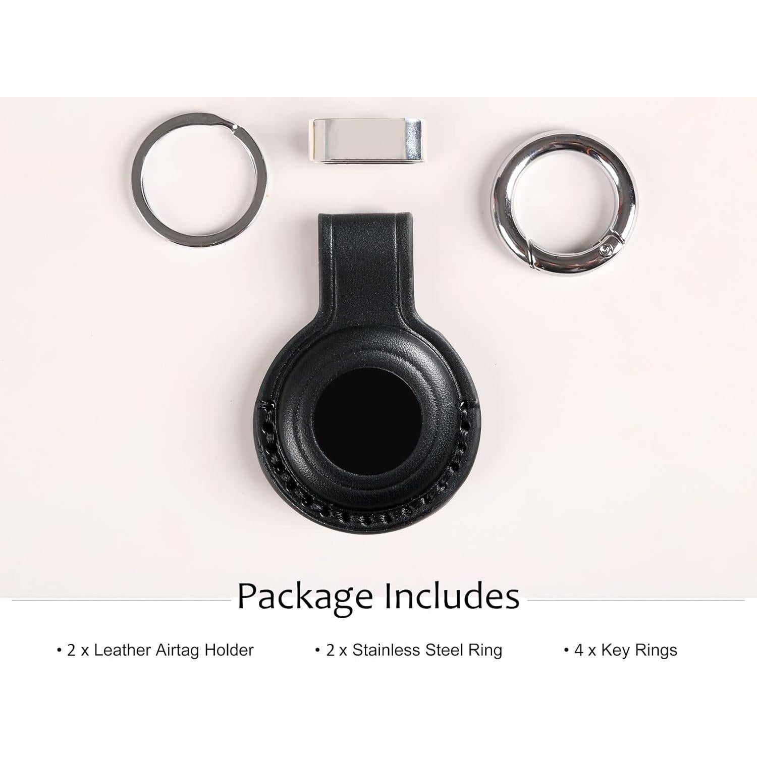 2 Pack Soporte de Cuero Genuino KEEPXYZ para AirTag Negro