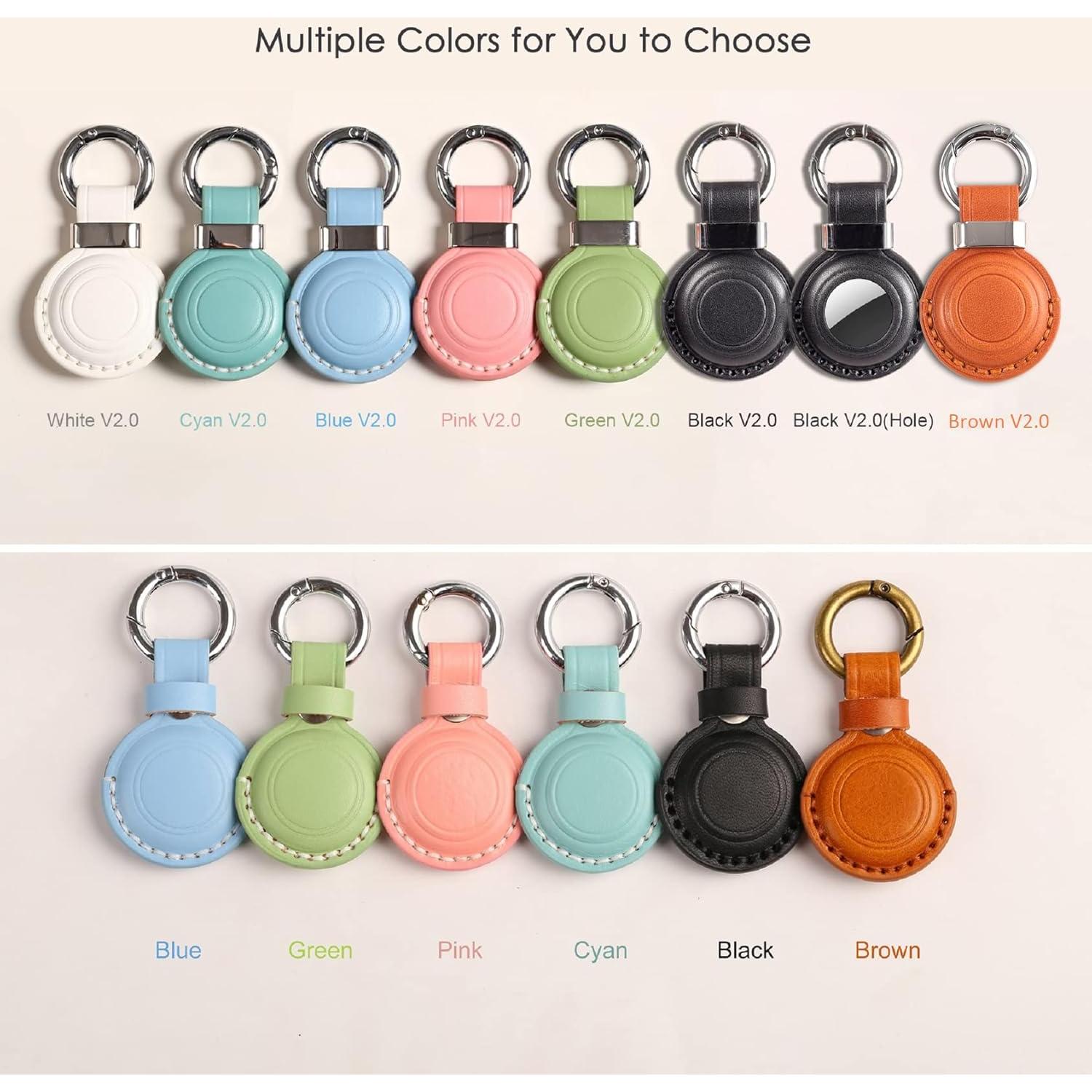 2 Pack Soporte de Cuero Genuino KEEPXYZ para AirTag Negro