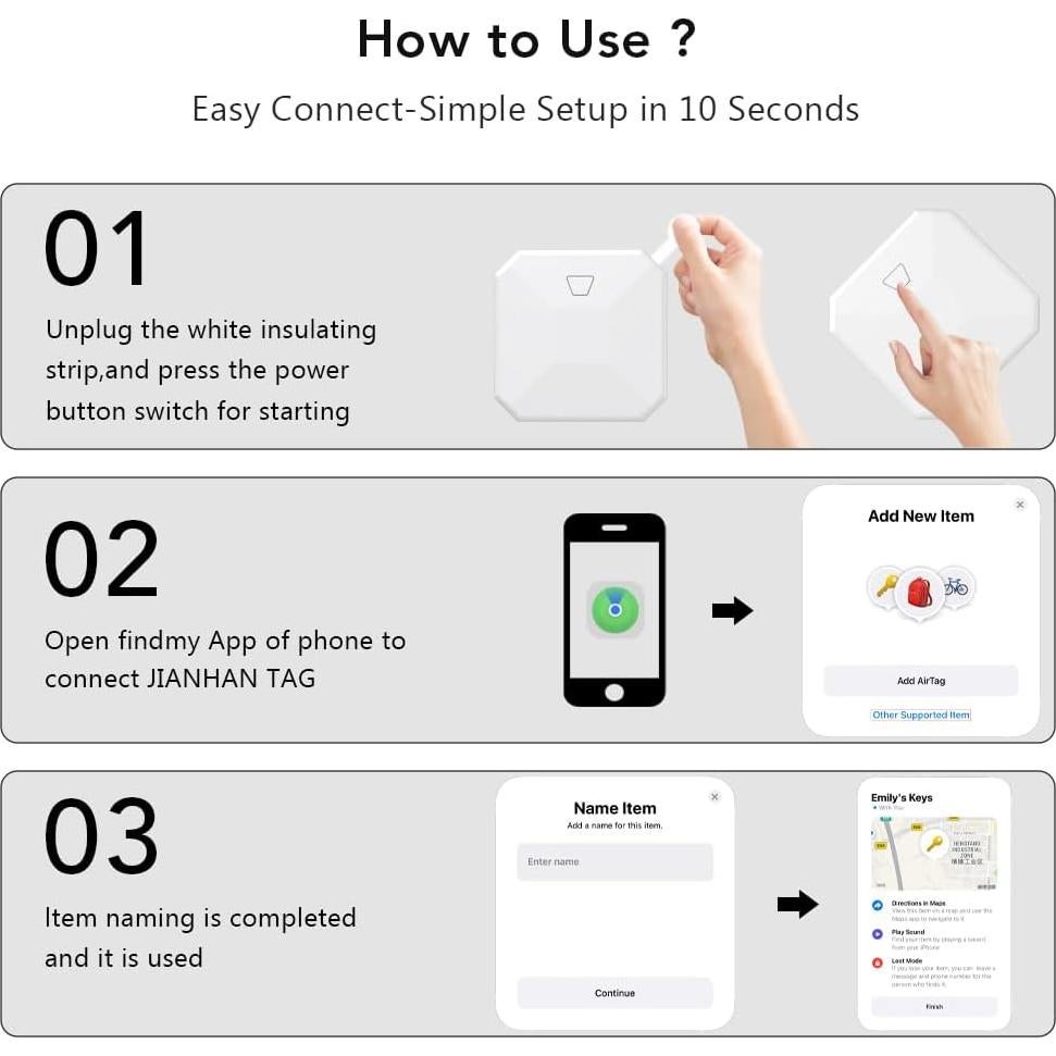 Localizador Bluetooth JianHan JH-Finder-B02 Blanco - Apple Find My