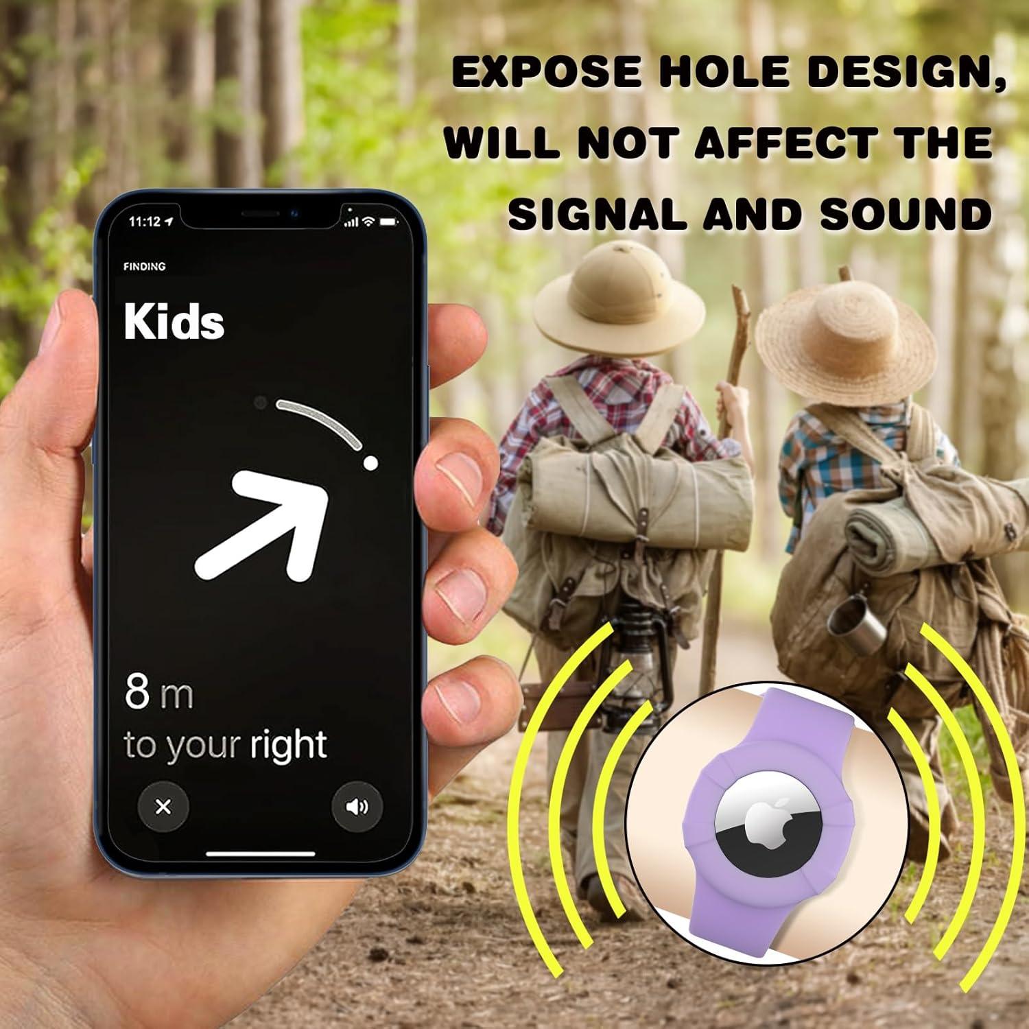 Pulseras de Silicona ARTCHE para AirTag Niños Morado/Rosa