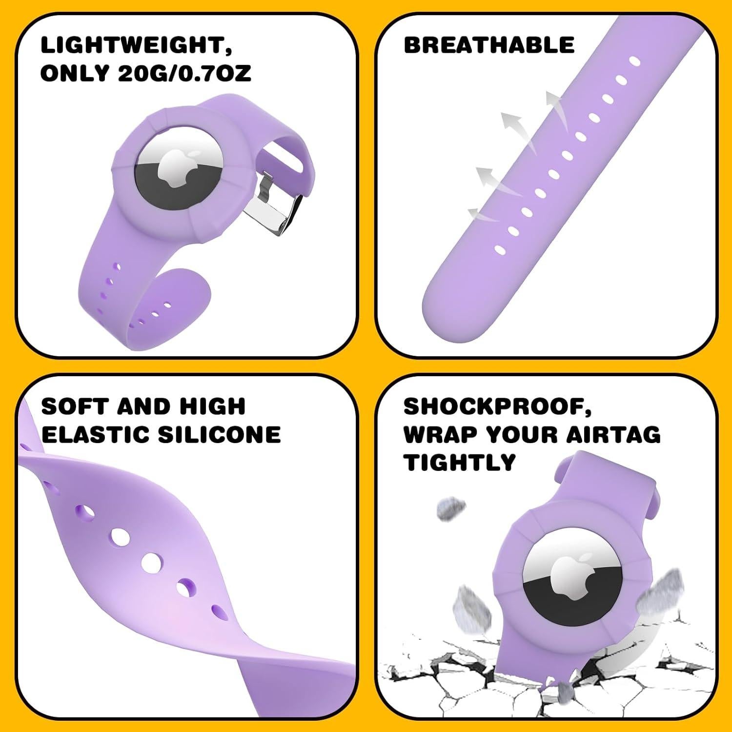 Pulseras de Silicona ARTCHE para AirTag Niños Morado/Rosa