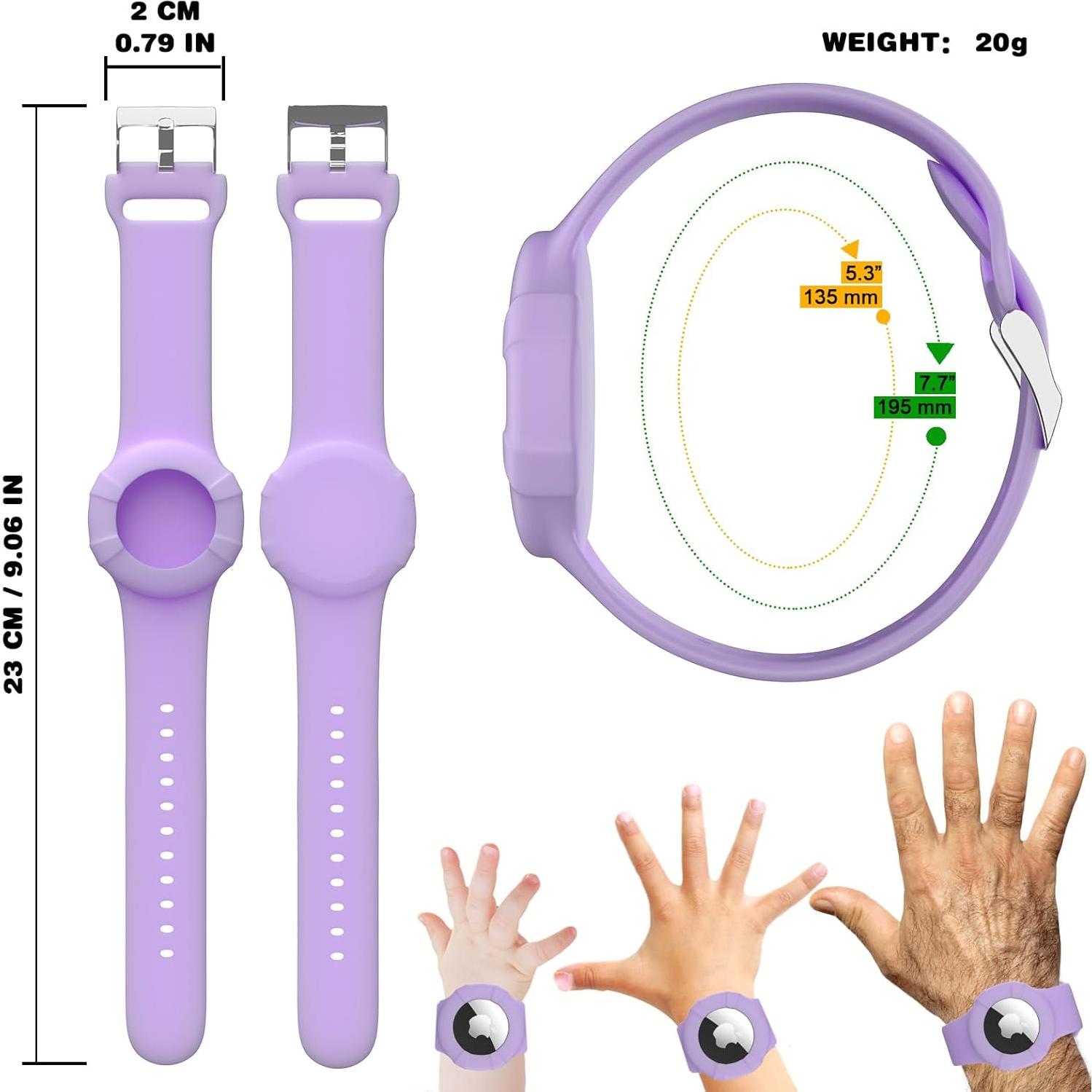 Pulseras de Silicona ARTCHE para AirTag Niños Morado/Rosa