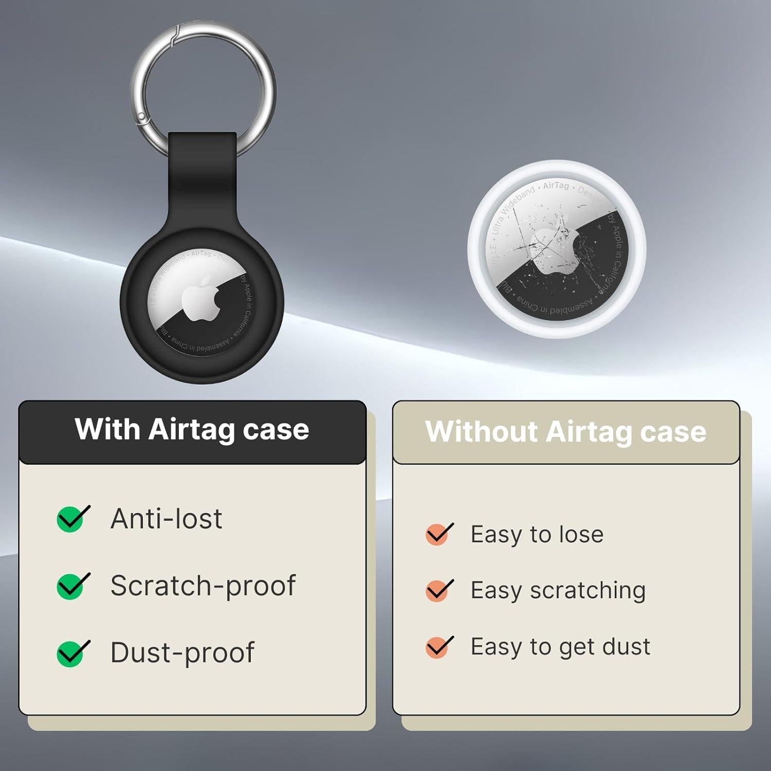 Funda de Silicona para AirTag CHOOLI con Llavero Metal