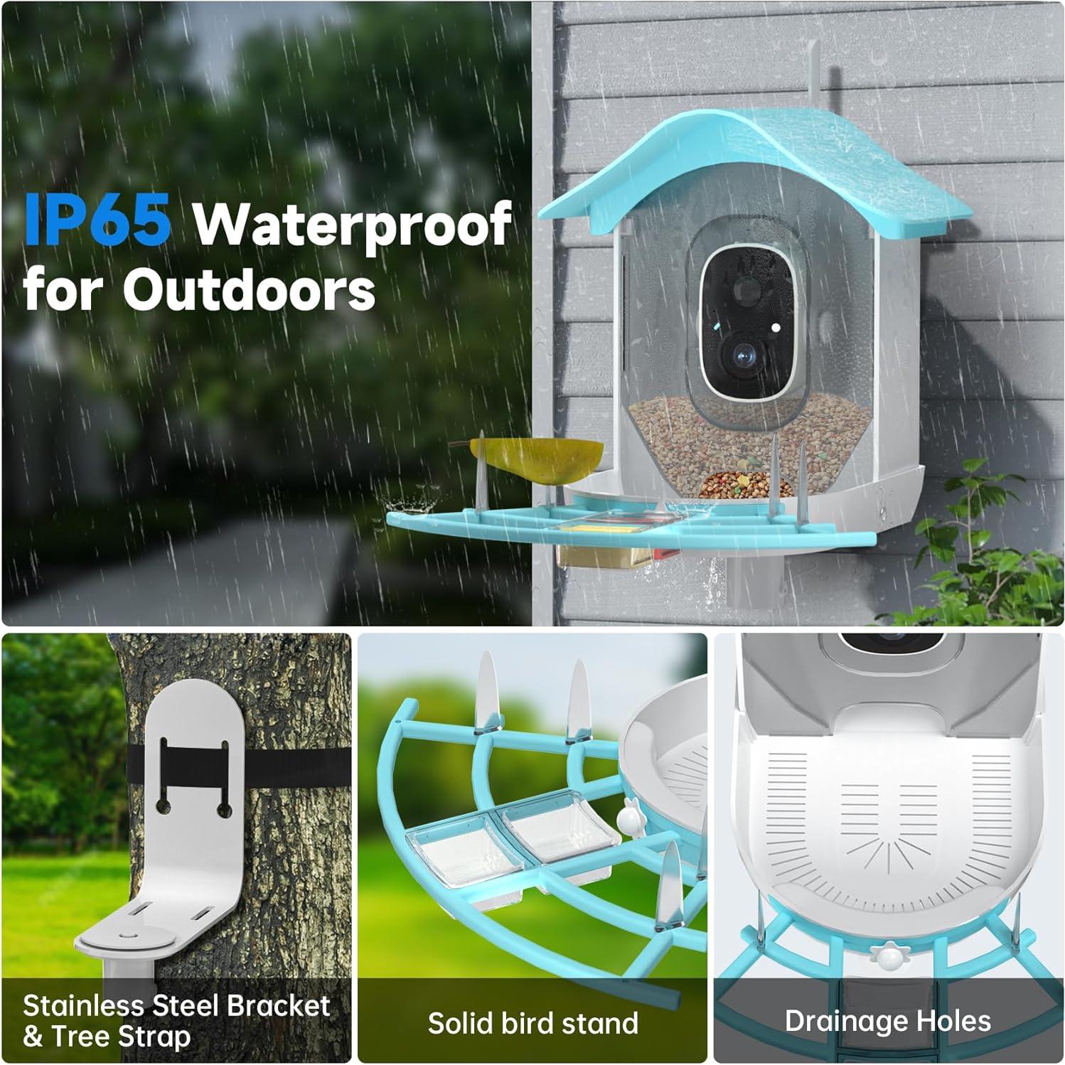 Comedero para Aves DOCOON con Cámara 2K y Solar