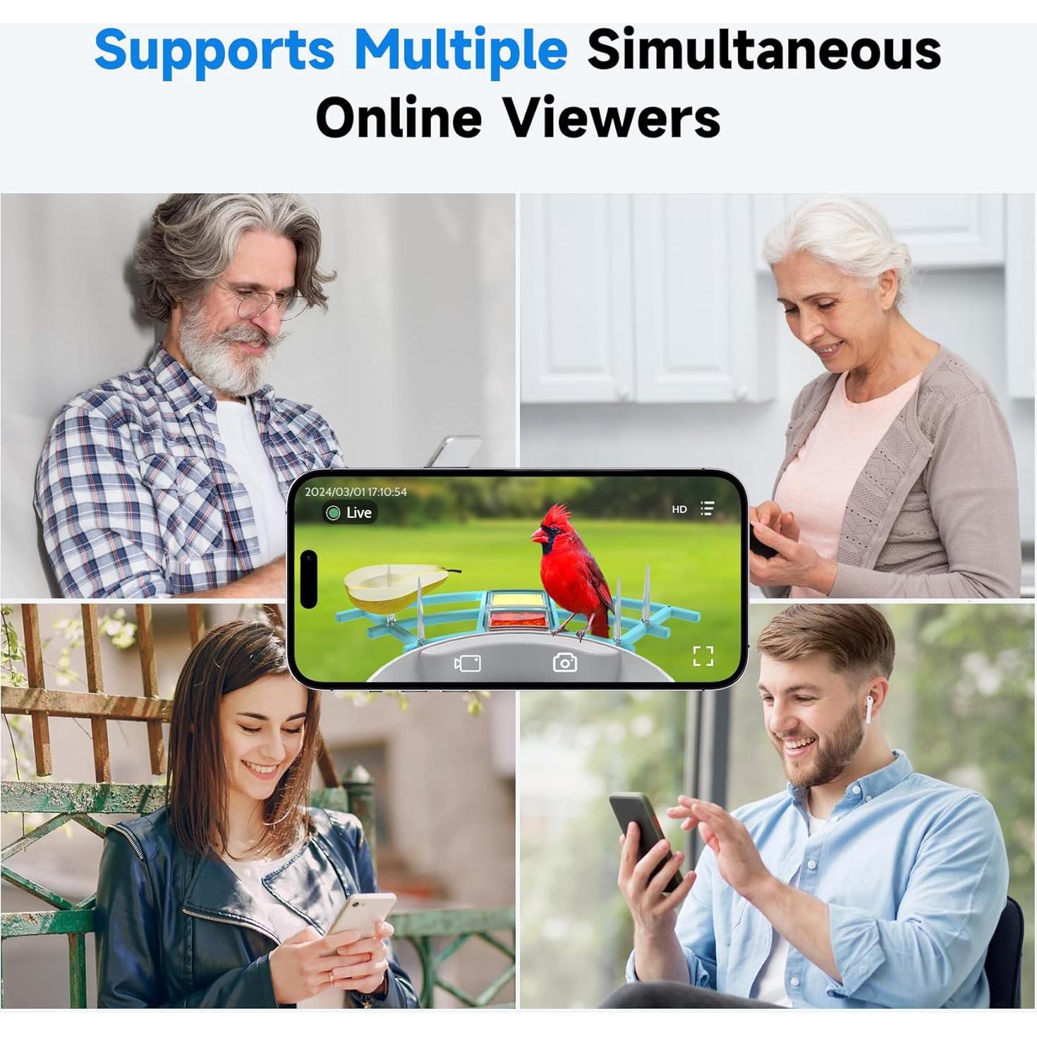 Comedero para Aves DOCOON con Cámara 2K y Solar