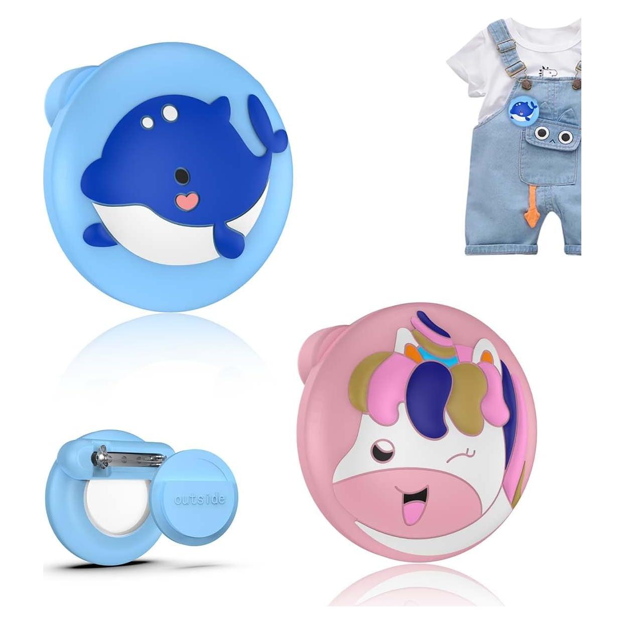 Estuche de Silicona para AirTag BIQIRE 2Pcs Azul/Rosa