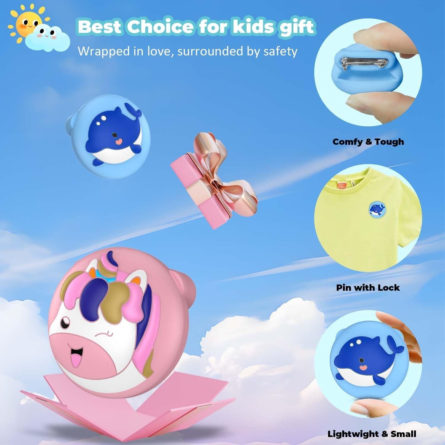 Estuche de Silicona para AirTag BIQIRE 2Pcs Azul/Rosa