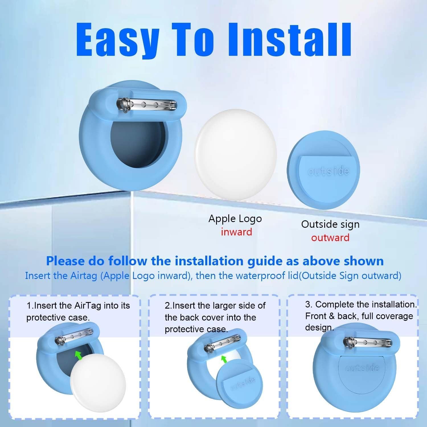 Estuche de Silicona para AirTag BIQIRE 2Pcs Azul/Rosa