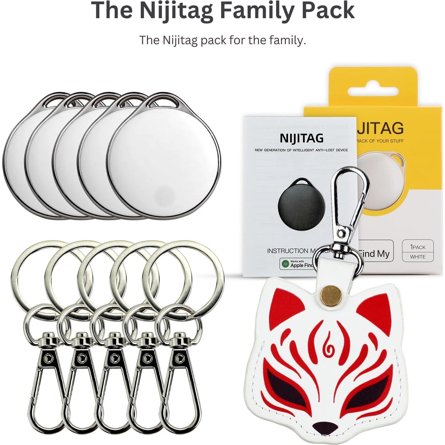 NIJITAG Localizador Bluetooth 5 Pack con Funda Zorro