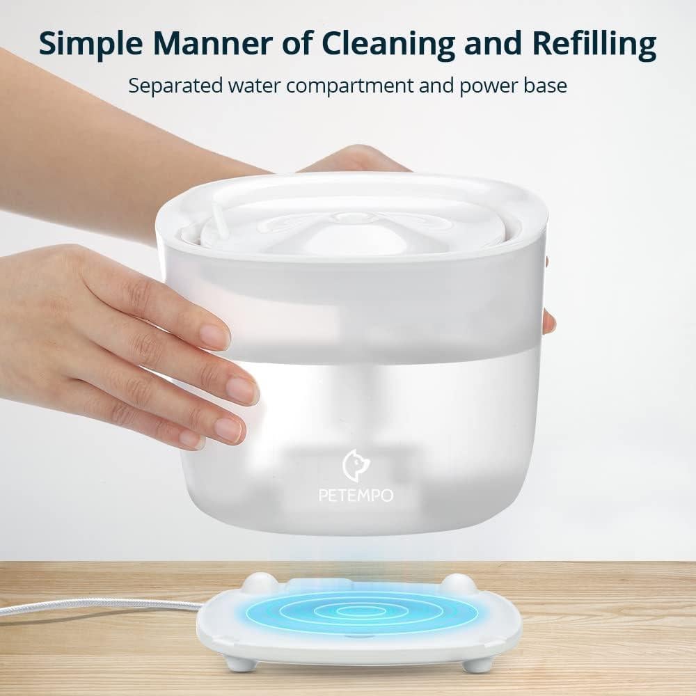 Fuente de Agua Inalámbrica PETEMPO 2L para Gatos y Perros
