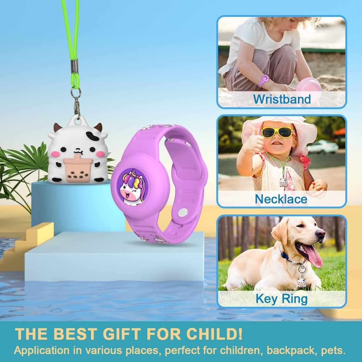 Paquete de 2 Pulseras y Collares para AirTag BIQIRE - Silicona Impermeable