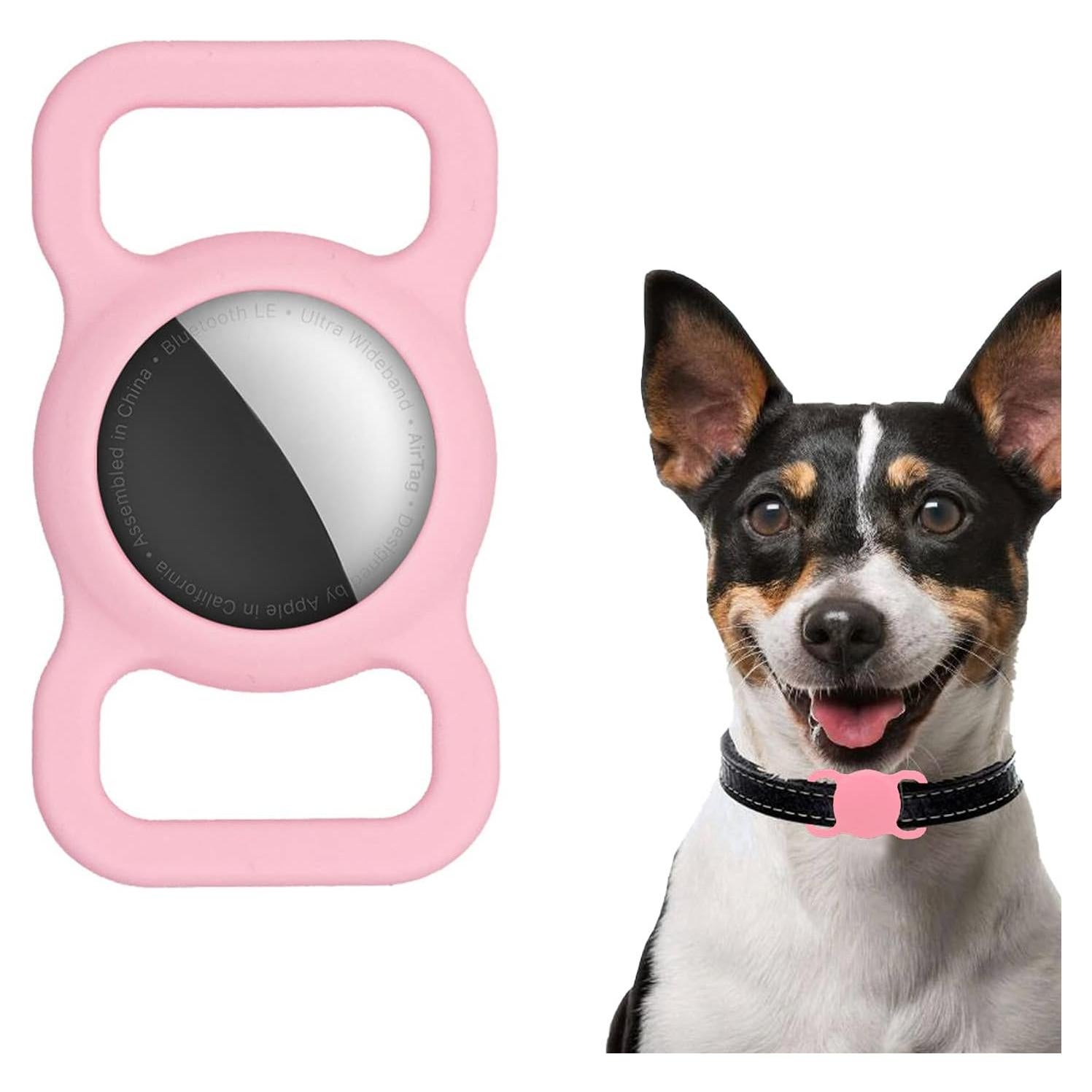 Soporte Collar Perro AirTag Impermeable Silicona Rosa