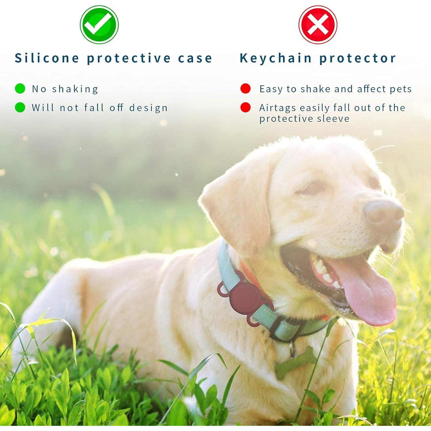 Soporte Collar Perro AirTag Impermeable Silicona Rosa