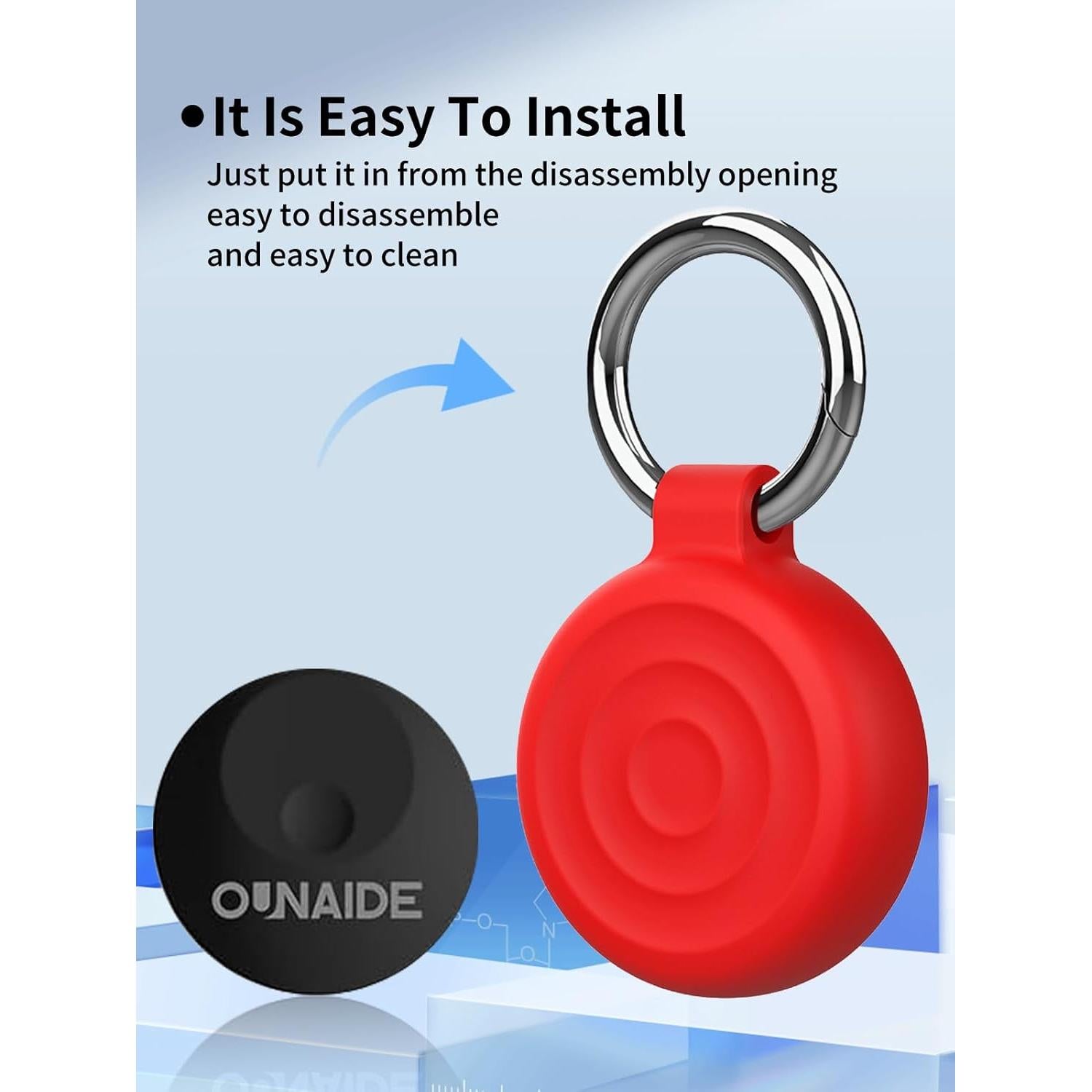 Funda Silicona OUNAIDE Air Tags Rojo 2 Piezas Antigolpes