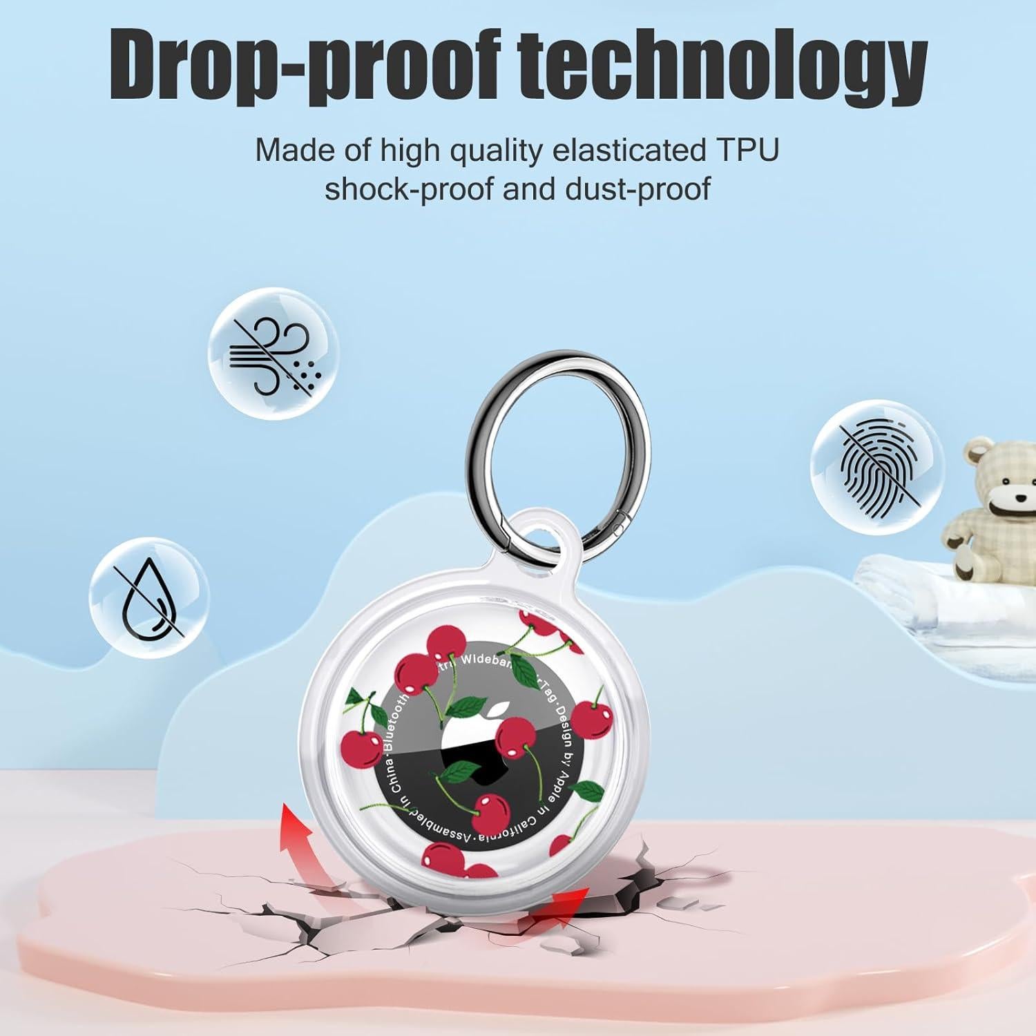 Funda Silicona CameCosy para AirTag con Llavero - 2 Piezas