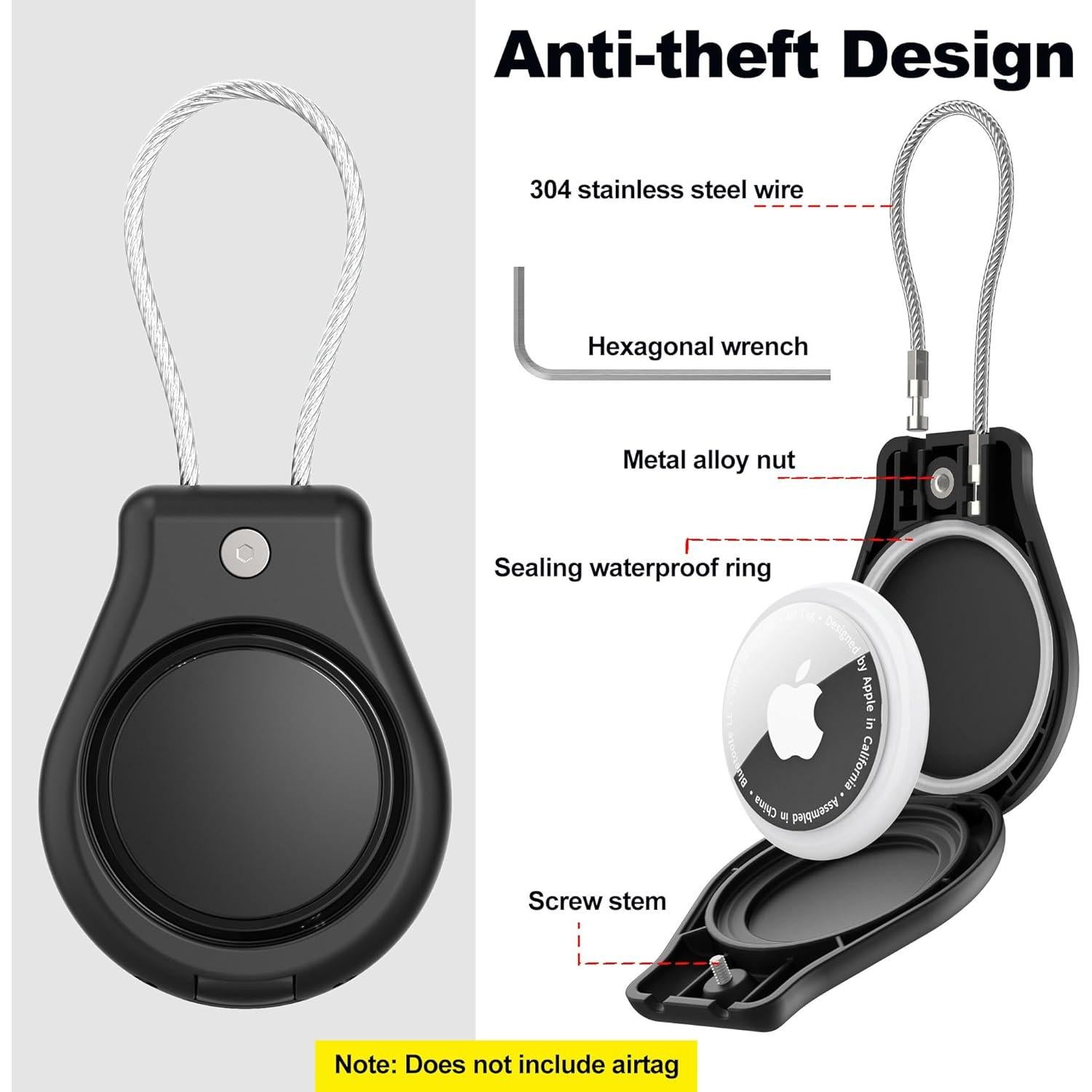 Funda Impermeable DDJ para AirTag - 2 Paquetes, Negro