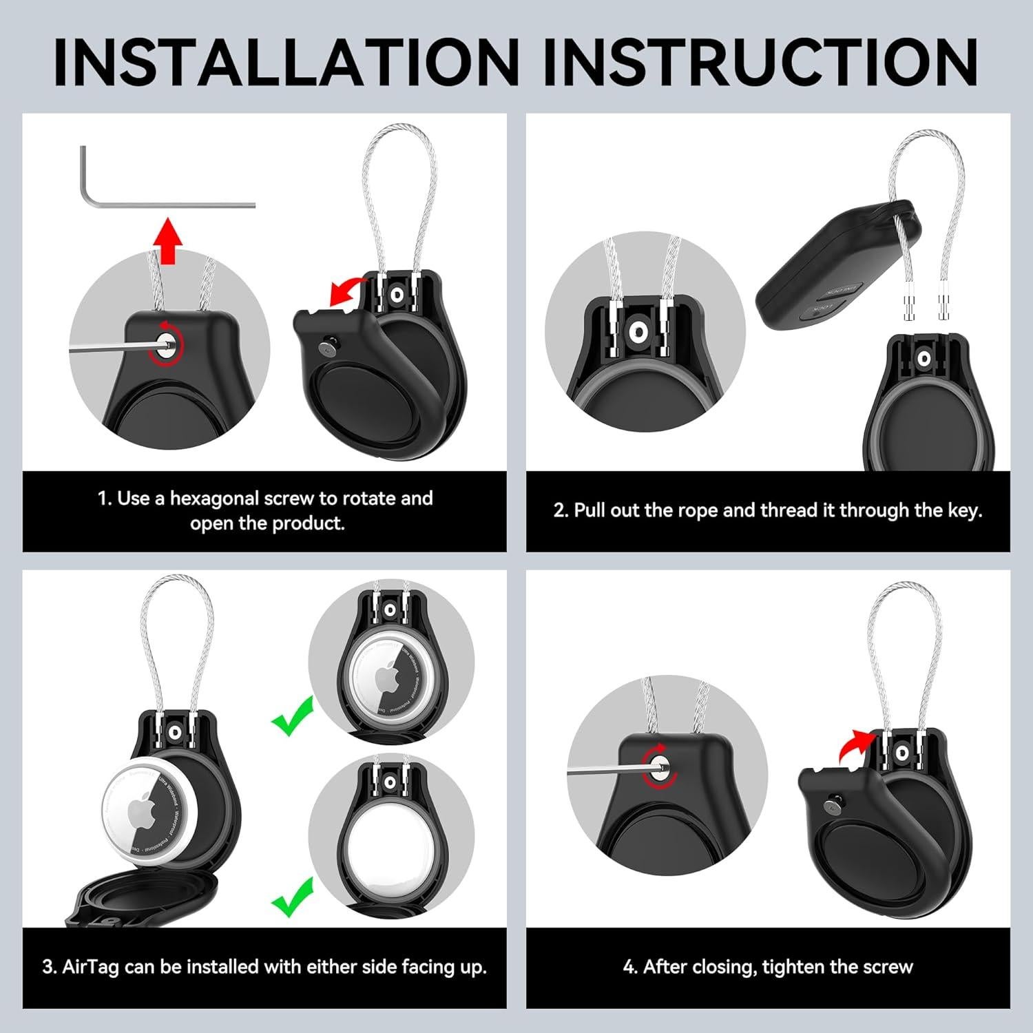 Funda Impermeable DDJ para AirTag - 2 Paquetes, Negro