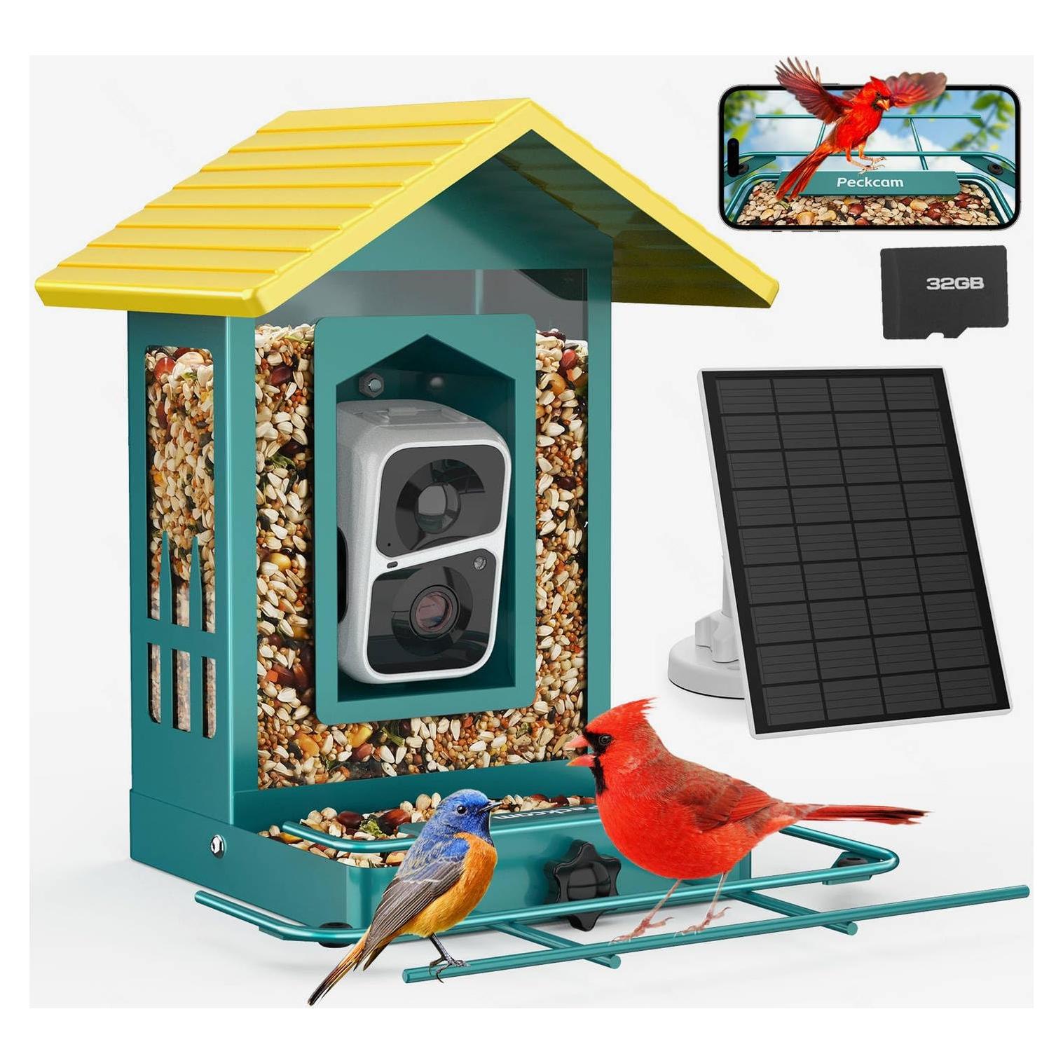 Comedero de Aves PeckCam Metal con Cámara 2K Solar