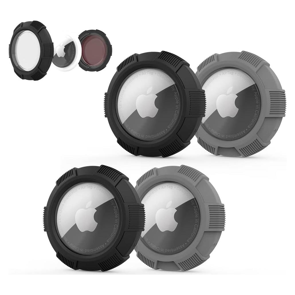 Funda Adhesiva AirTag 4 Pack Bingcok 2 Negros 2 Grises