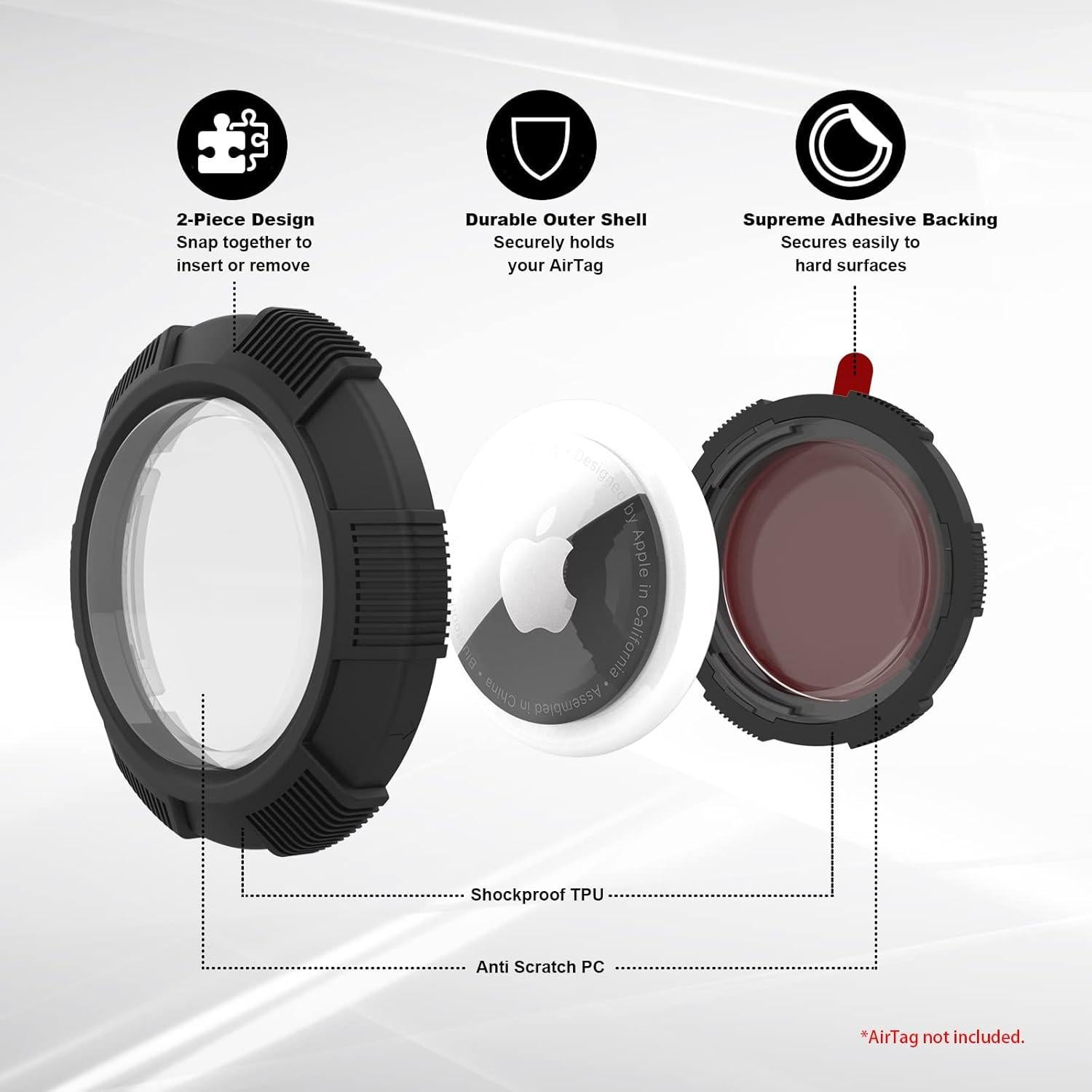 Funda Adhesiva AirTag 4 Pack Bingcok 2 Negros 2 Grises